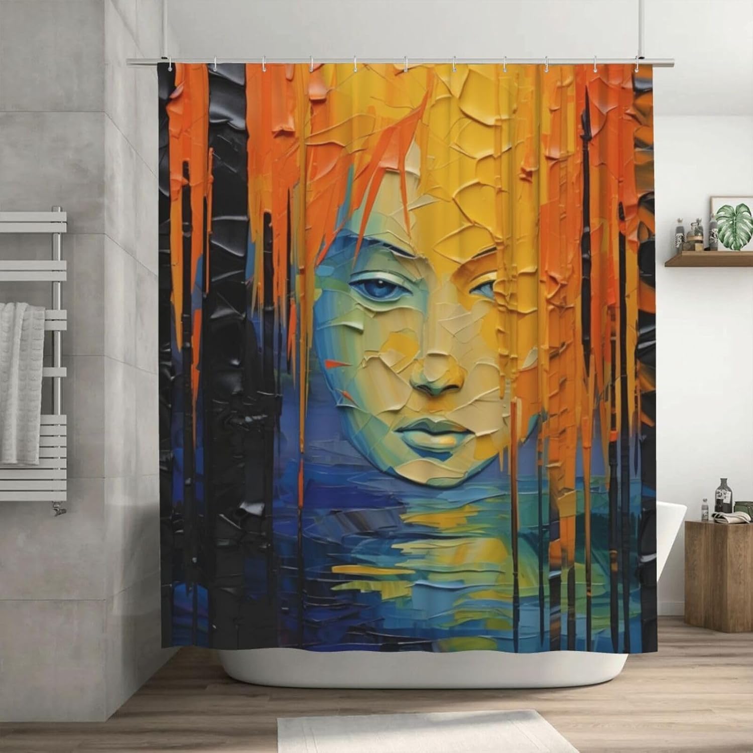DAOWANGZUO Girls Face Shower Curtain Set