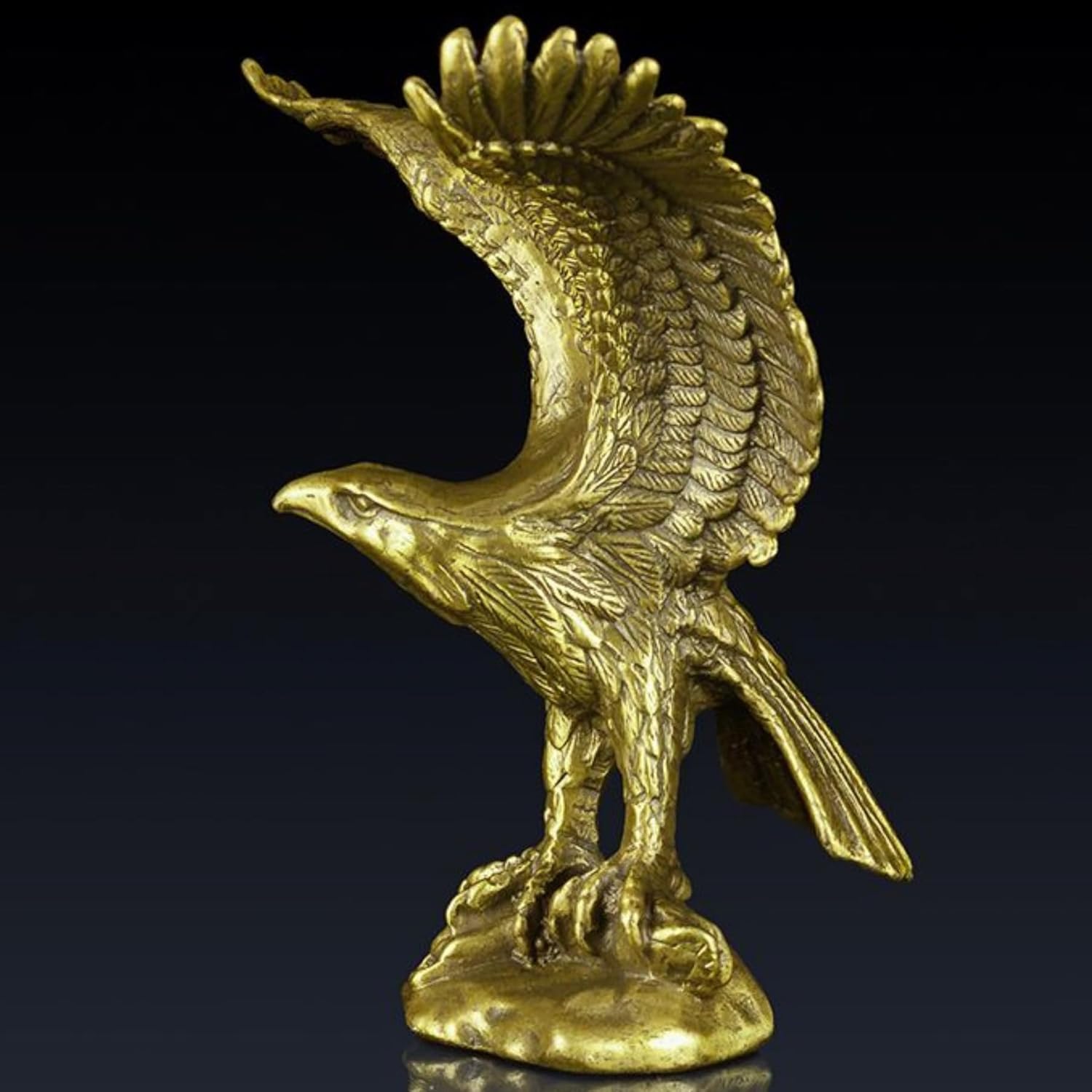 Brass Eagle Spread Wings Statue - Solid Bronze Art Decor