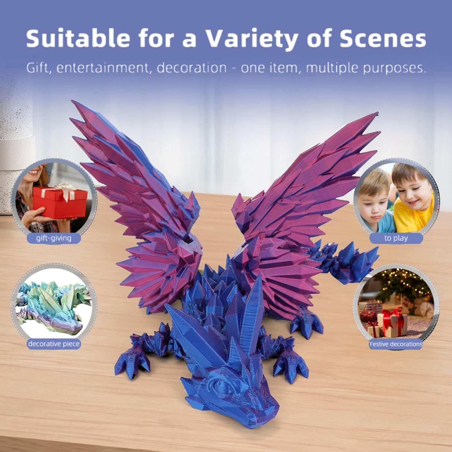 Nudsfuii 3D Printed Articulated Dragon Decor Statue