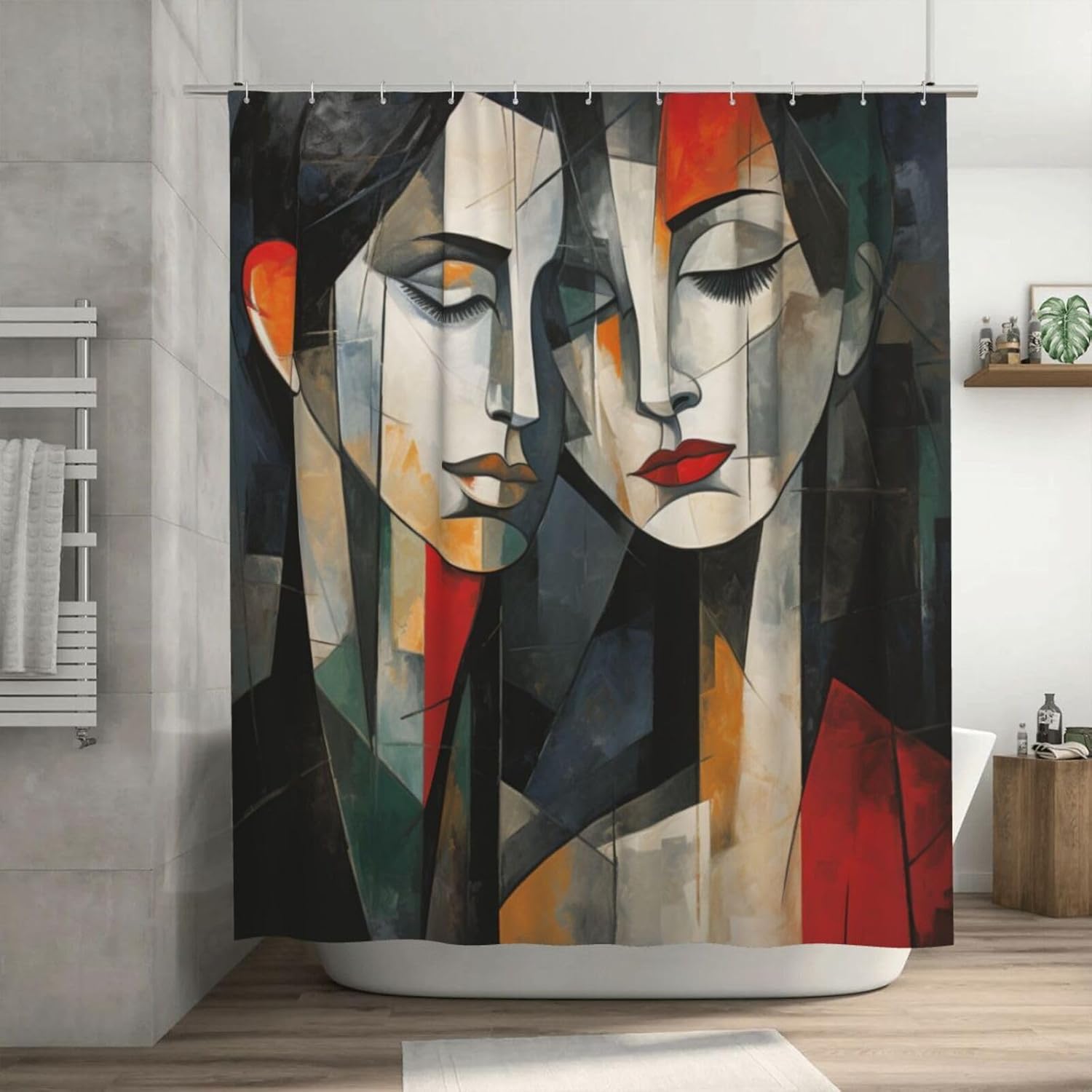 Kissing Girl Shower Curtain Set with 12 Hooks 72x72in