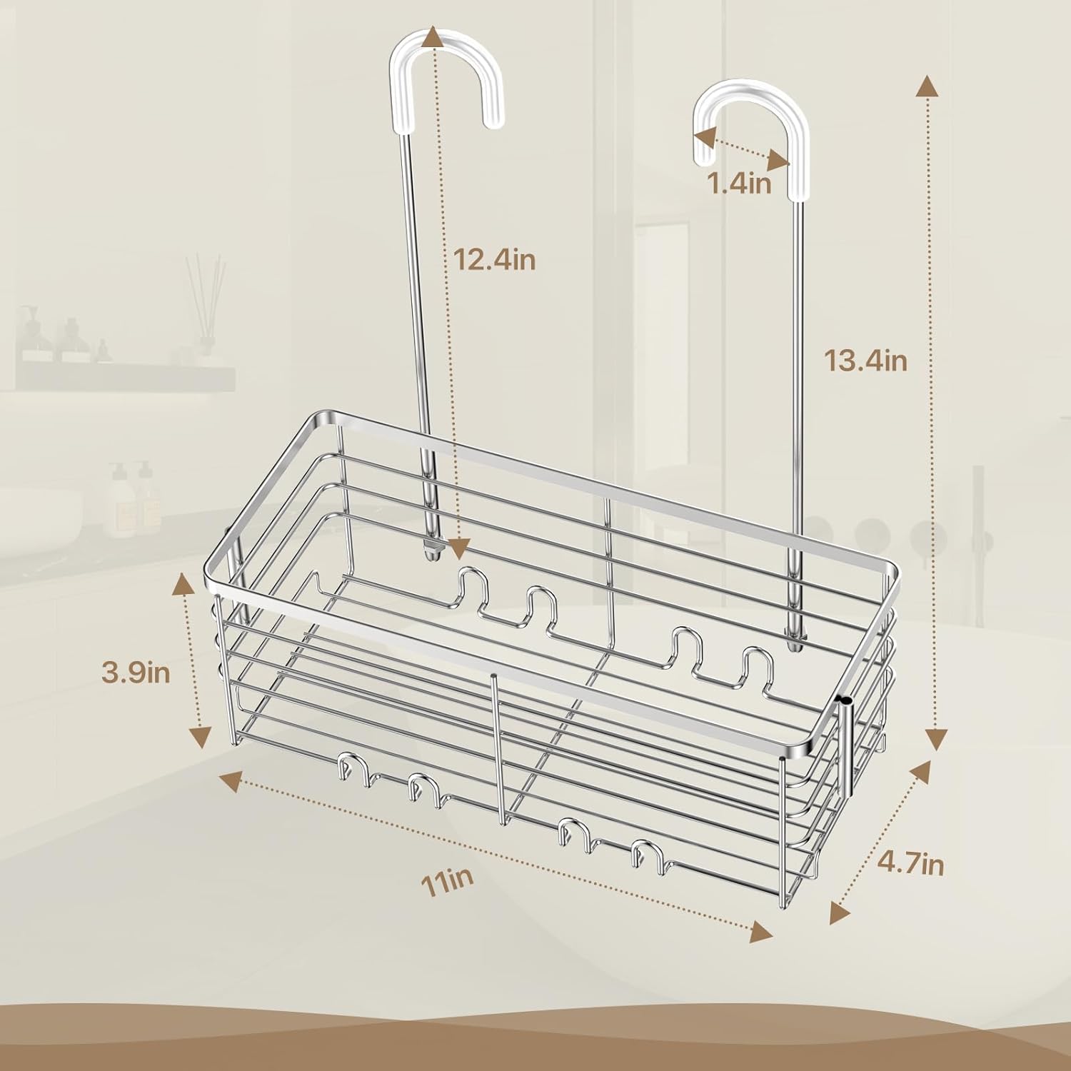 DELLAN Hanging Shower Caddy with 4 Hooks