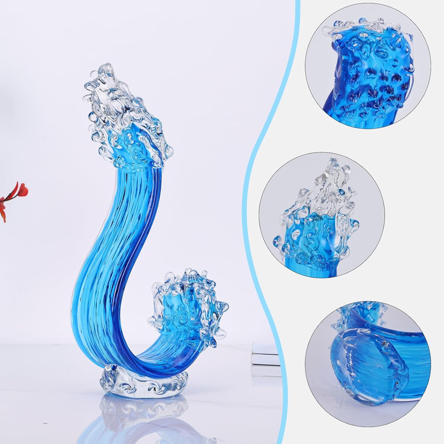 Blue Glass Sculpture Home Decor Art Statue