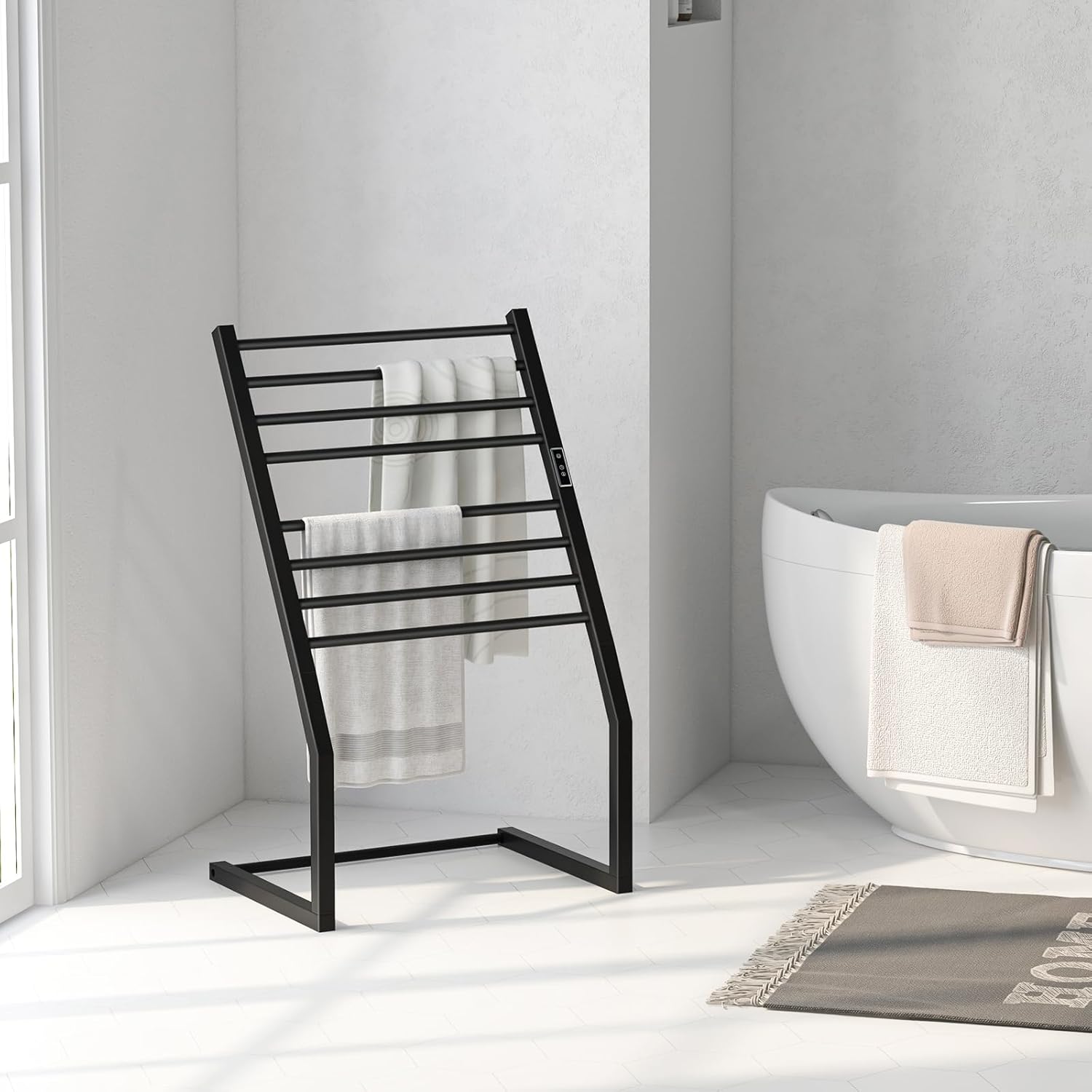 Tangkula 2-in-1 Towel Warmer Rack with LED Display