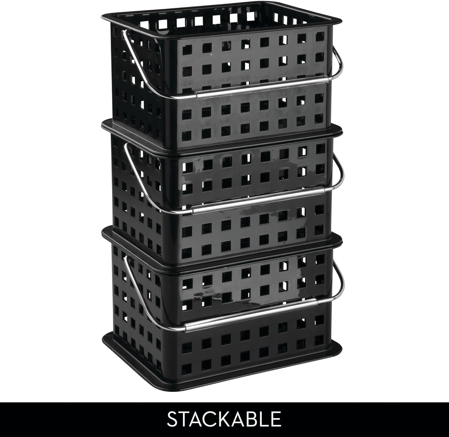 InterDesign Portable Shower Caddy with Black Plastic Basket and Carry Handle