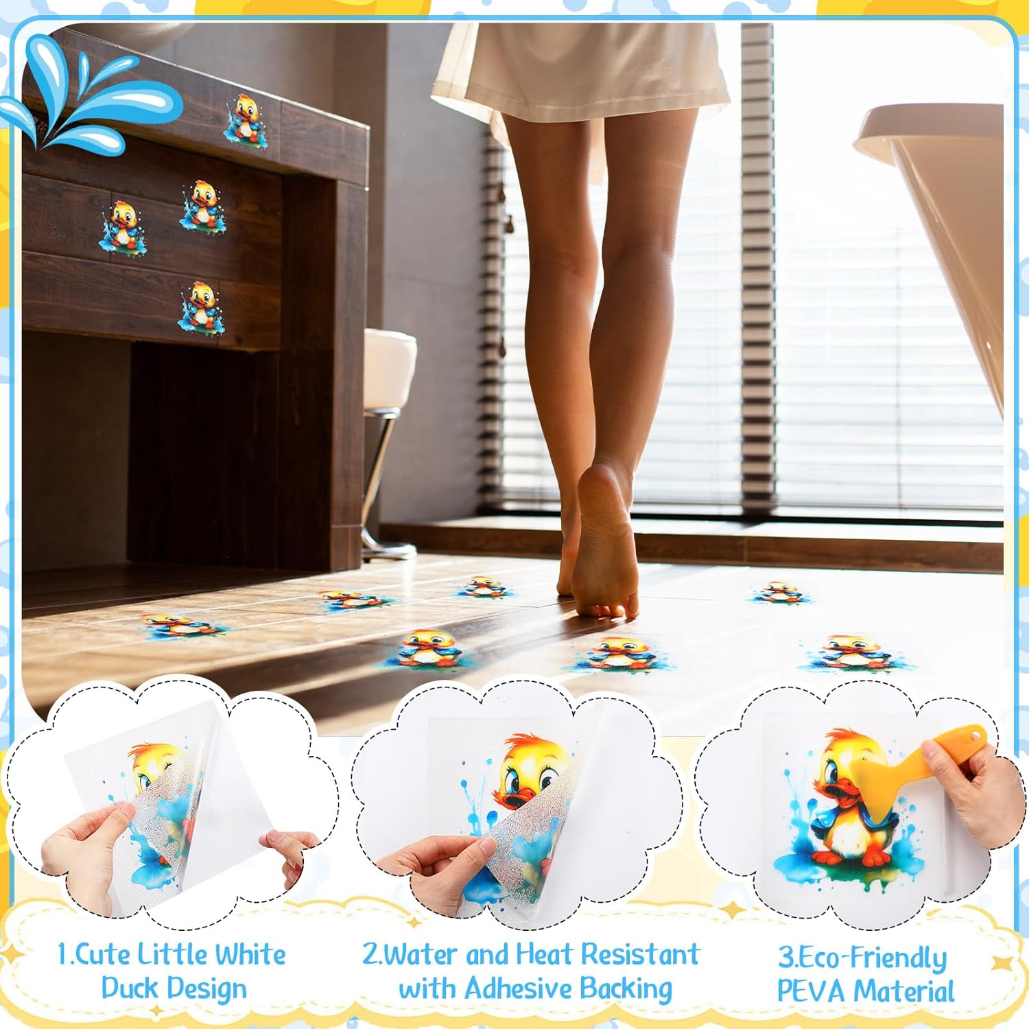 Duraaamo 12 Pcs Non Slip Bathtub Stickers with Scraper