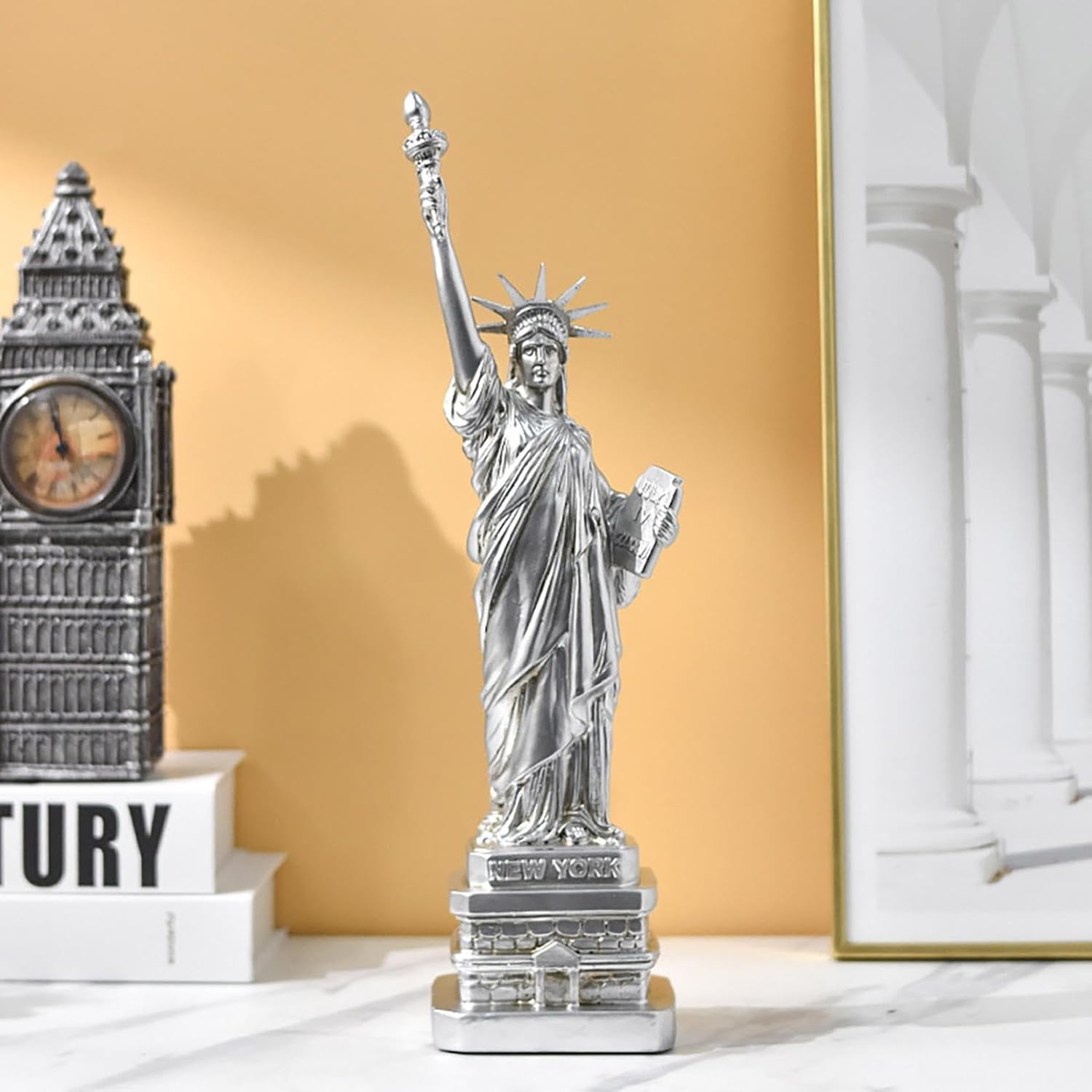 Elegant Statue of Freedom Women God Resin Ornament Silver 1