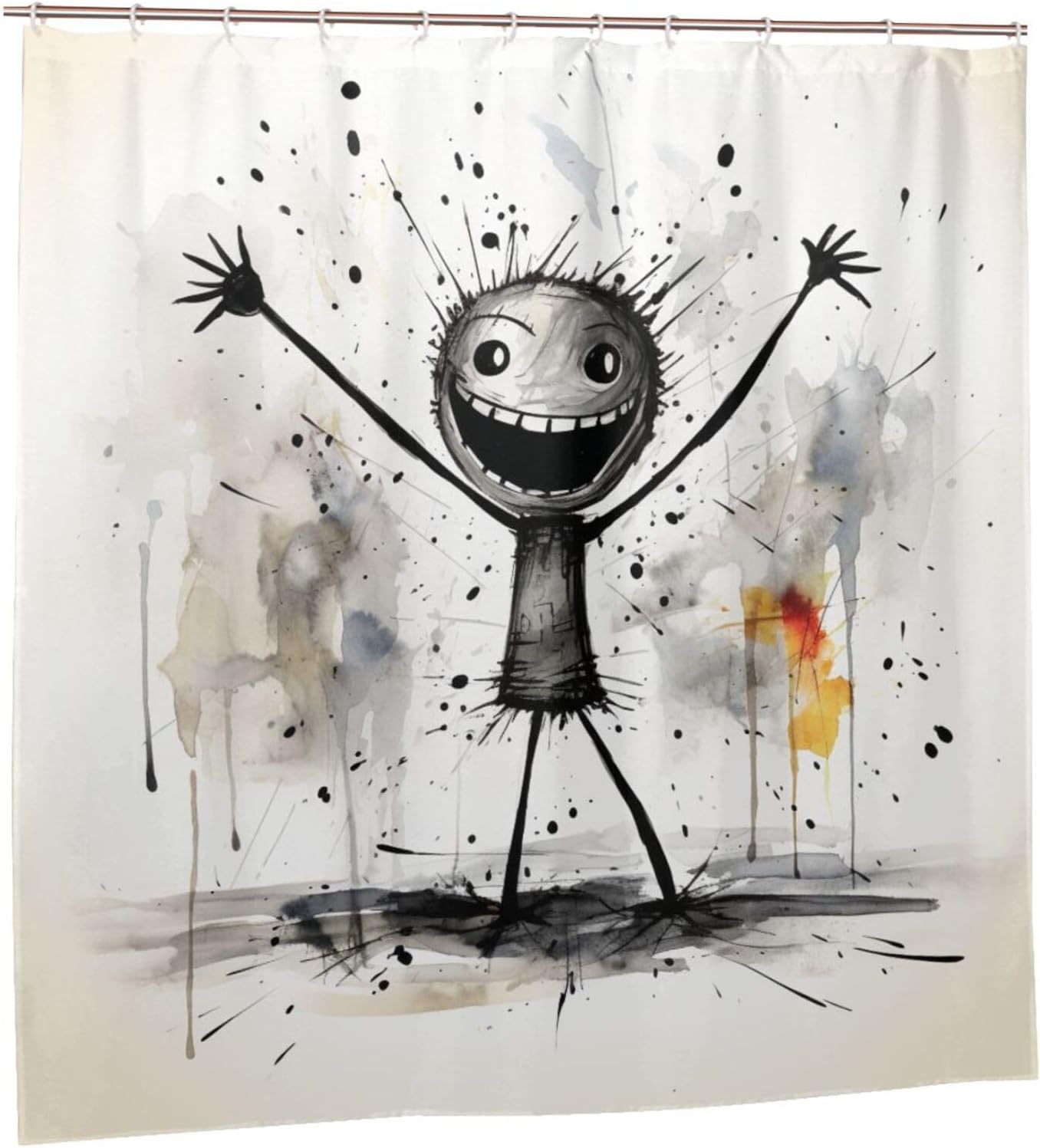 Abstract Boy Shower Curtain Set with 12 Hooks 72x72in