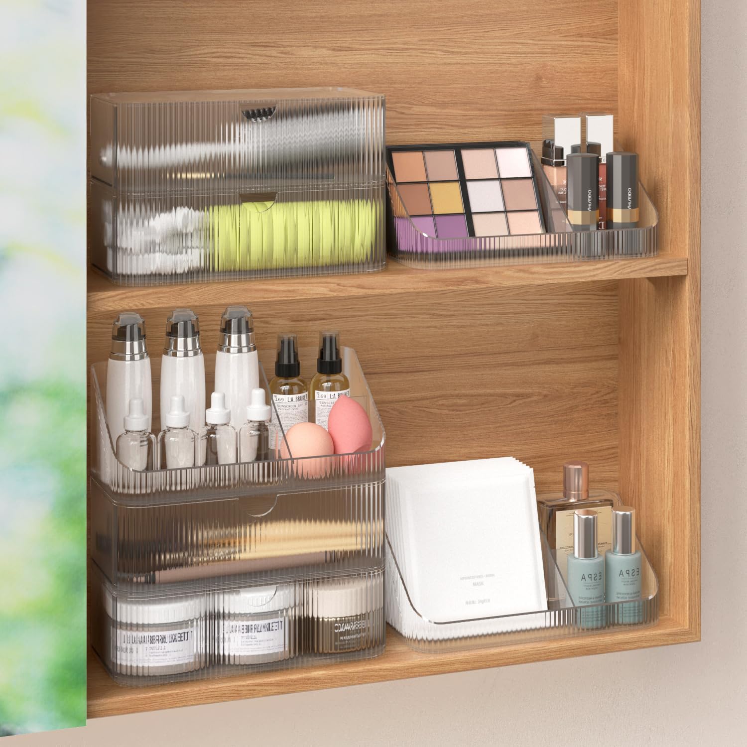 MEAJIO Medicine Cabinet Organizer with 2 Drawers and 1 Tray