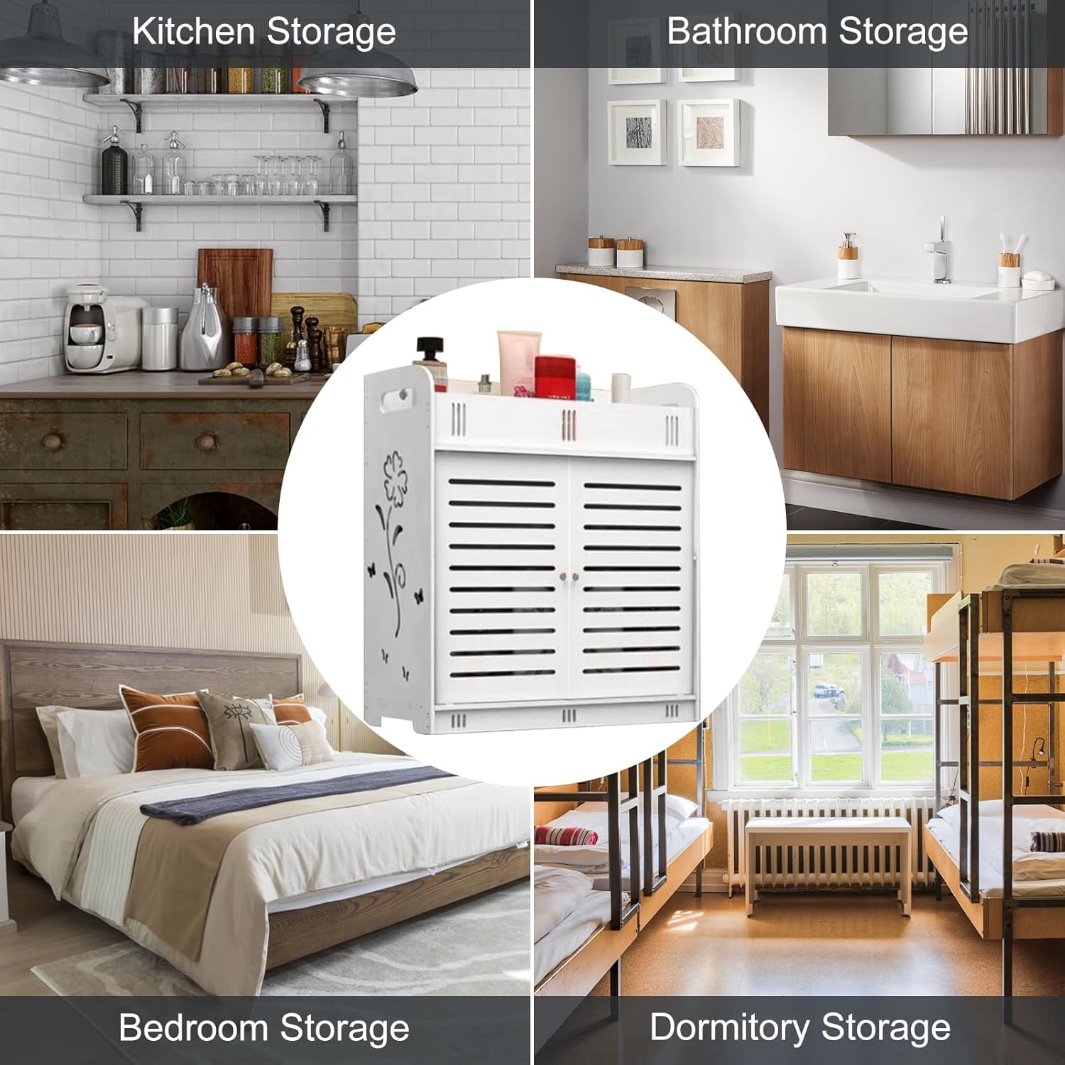 Saterkali Bathroom Shelve Cabinet White 1694 x 1497 x 709