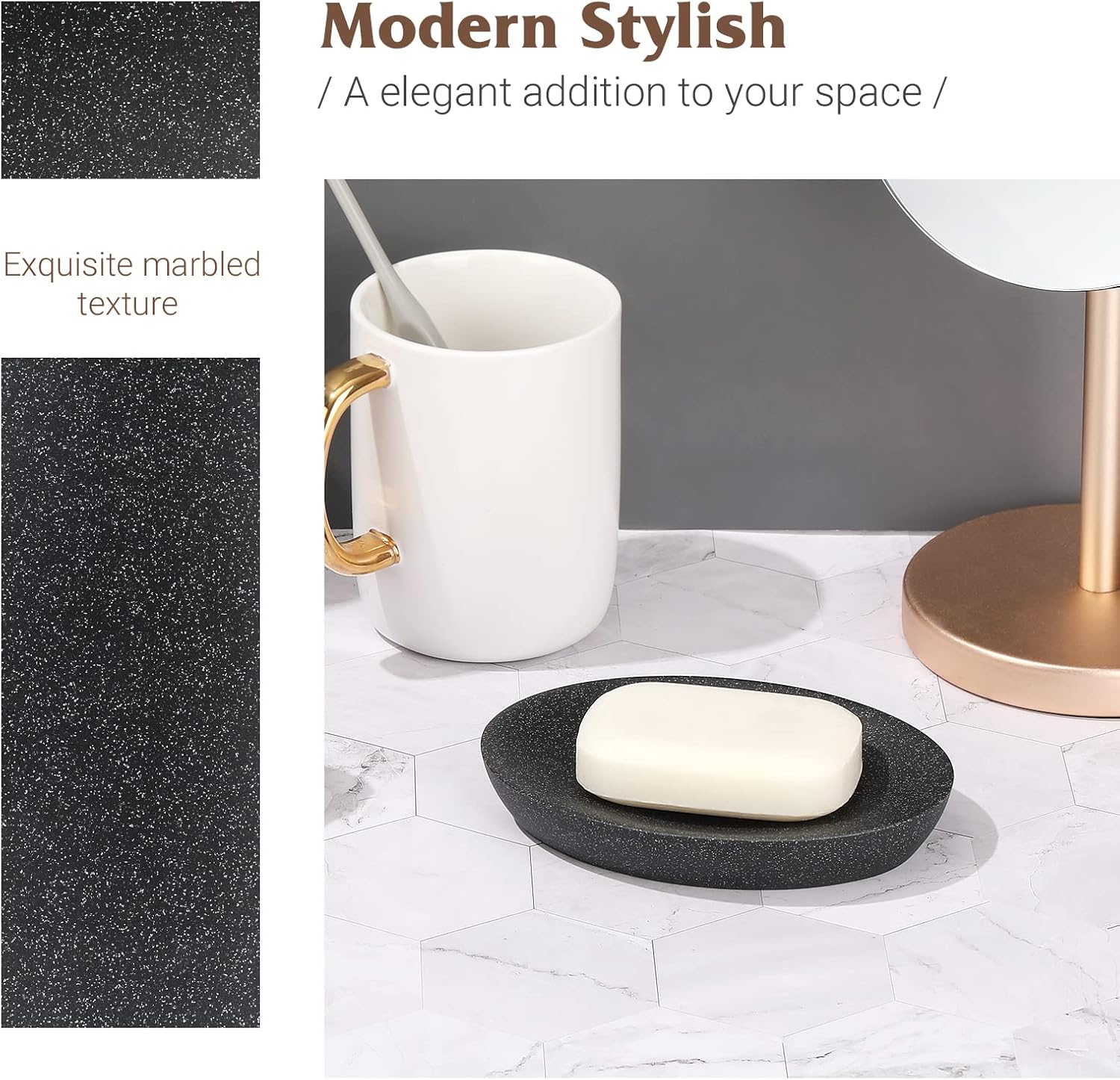 Shinowa Gravel Black Soap Dish - Mini Resin Storage Tray