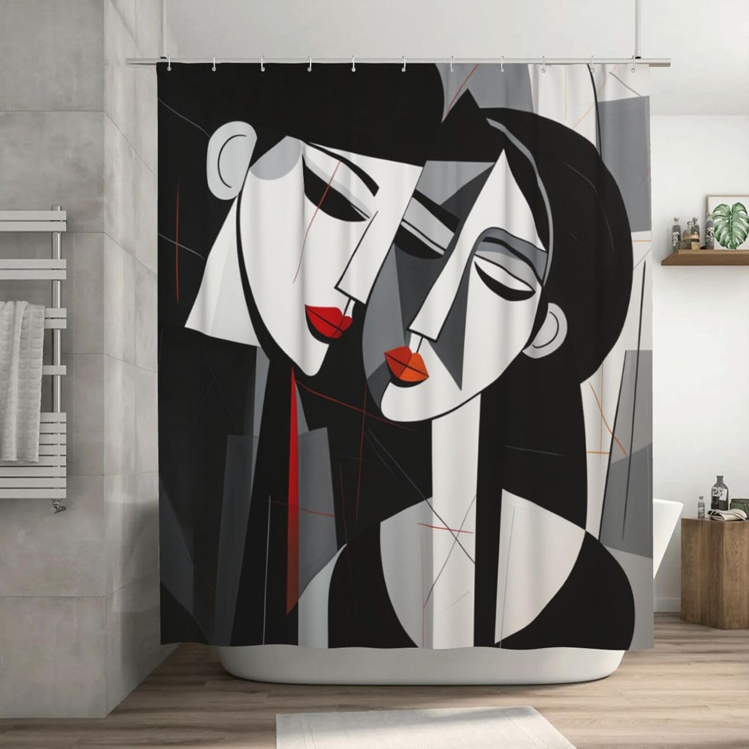 DAOWANGZUO Kissing Girl Shower Curtain Set