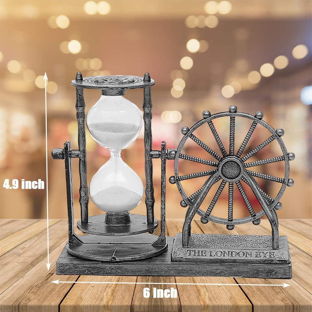 IUXROBU Ferris Wheel Hourglass Statue 6 Inch Silver