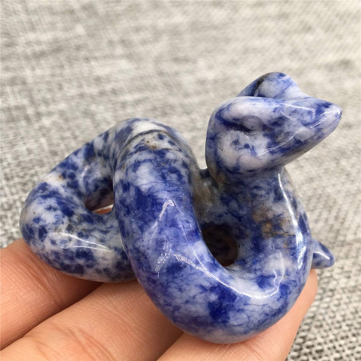 2 Sodalite Snake Figurine - Hand Carved Healing Crystal Home Decoration