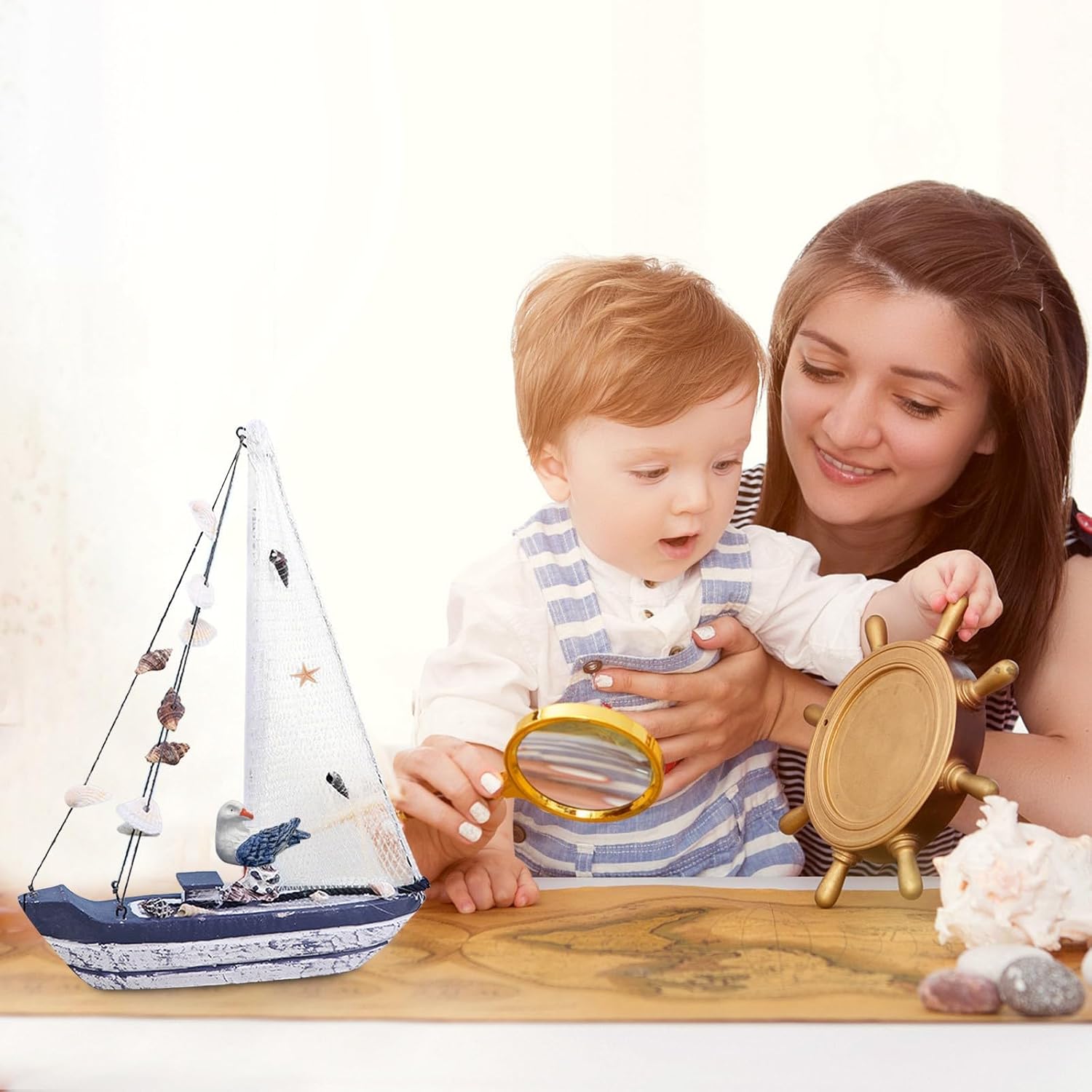 Mini Wooden Beach Statue - Home Decor Fireplace Decor