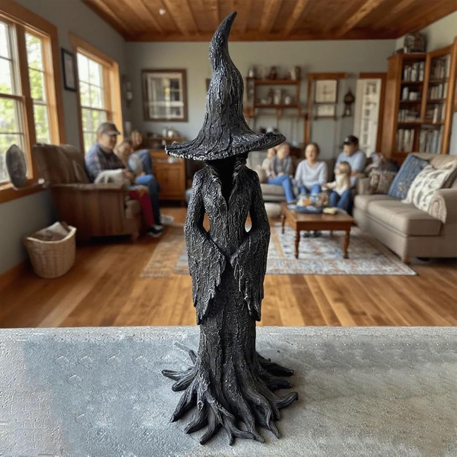Gothic Halloween Witch Statue - 787in Black Resin Decor