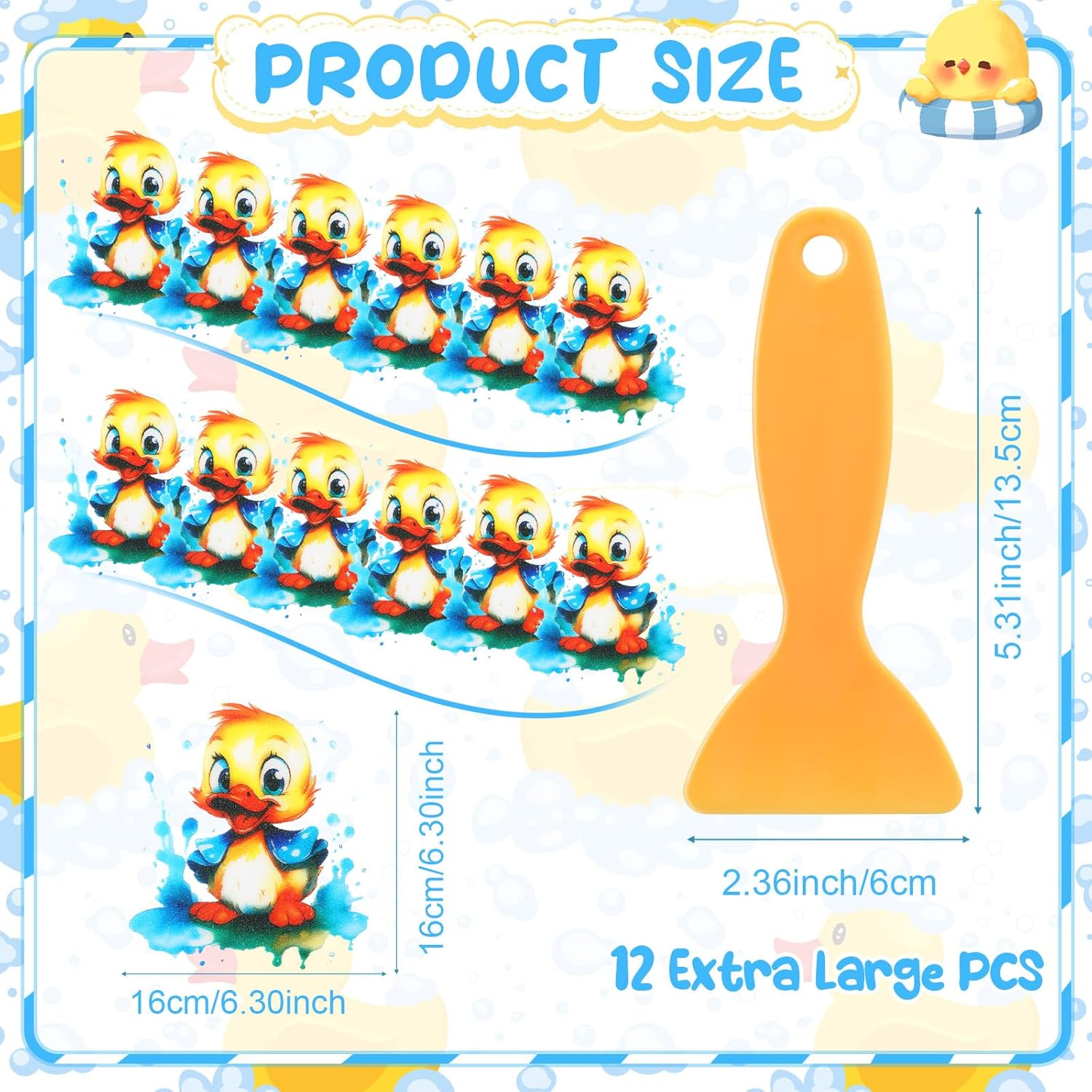 Duraaamo 12 Pcs Non Slip Bathtub Stickers with Scraper