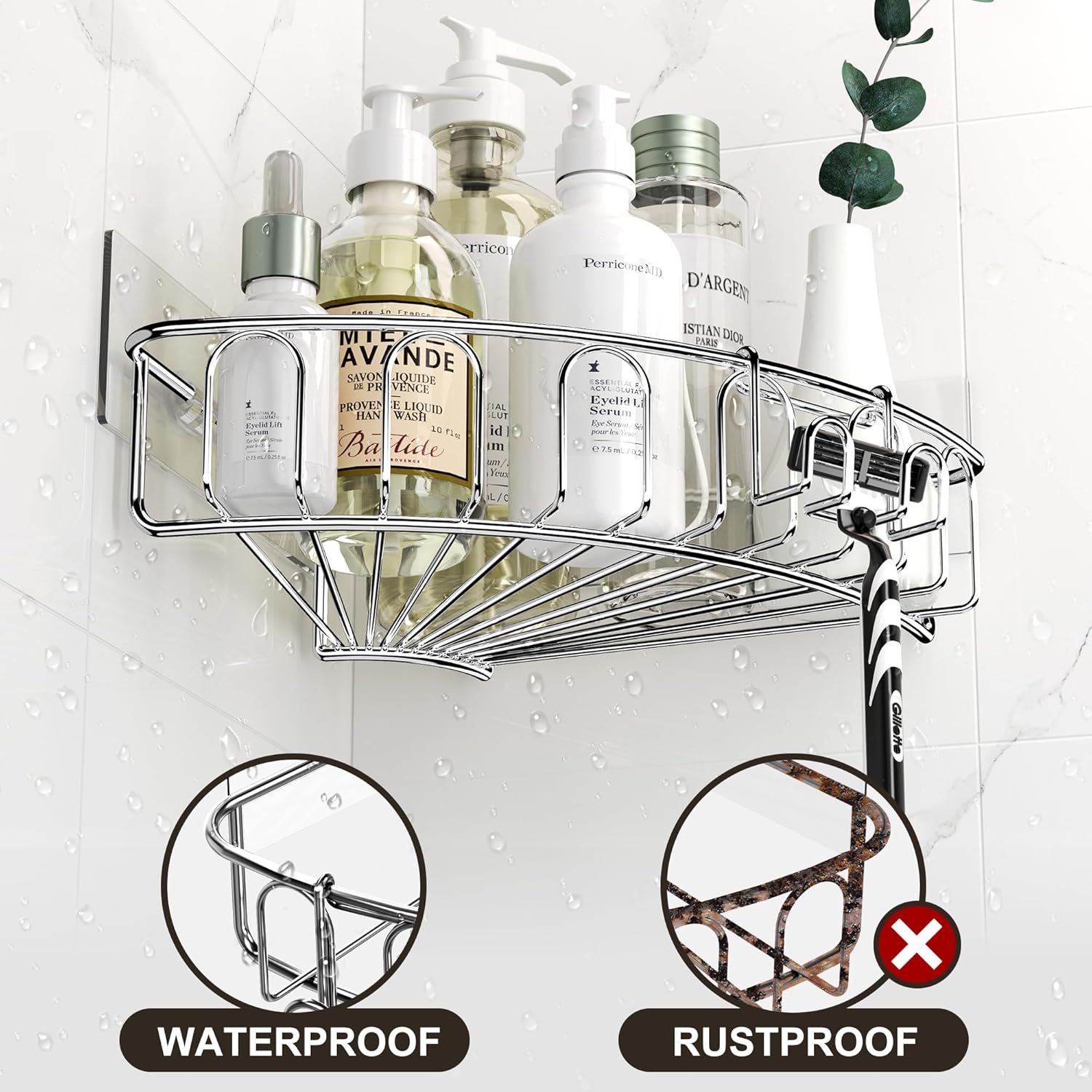 Orimade 2 Pack Corner Shower Caddy with Hooks