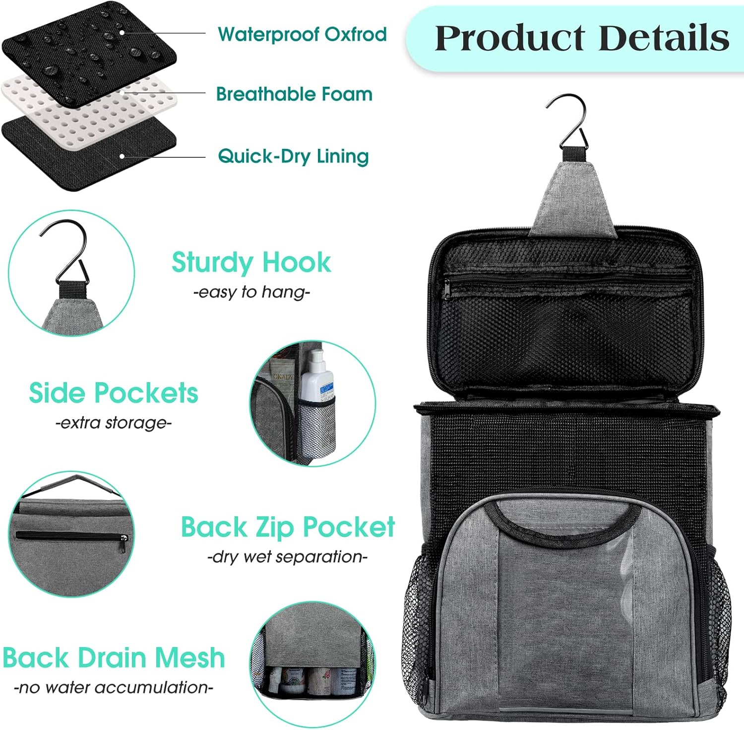 Attmu Portable Shower Caddy College Tote Bag Gray
