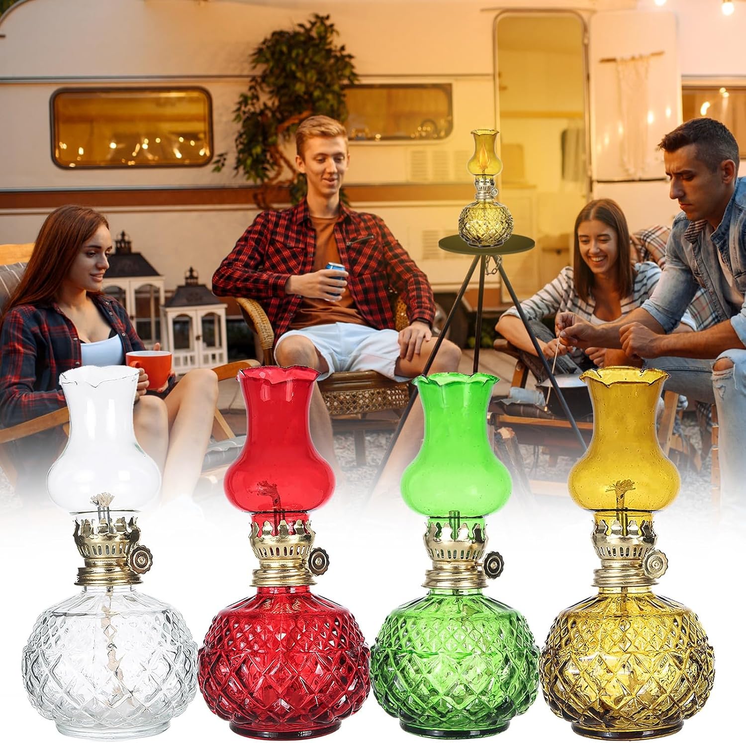 Classic Glass Oil Lamp Sculptures for Home Decor