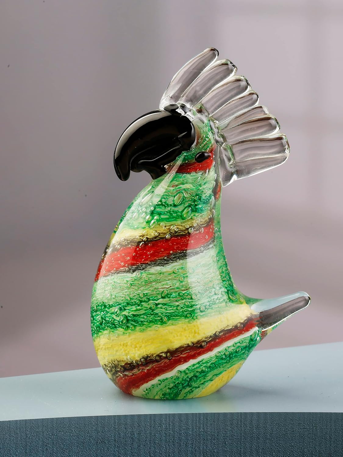 Yao Yuan Handmade Murano-Style Glass Bird Statue Decor