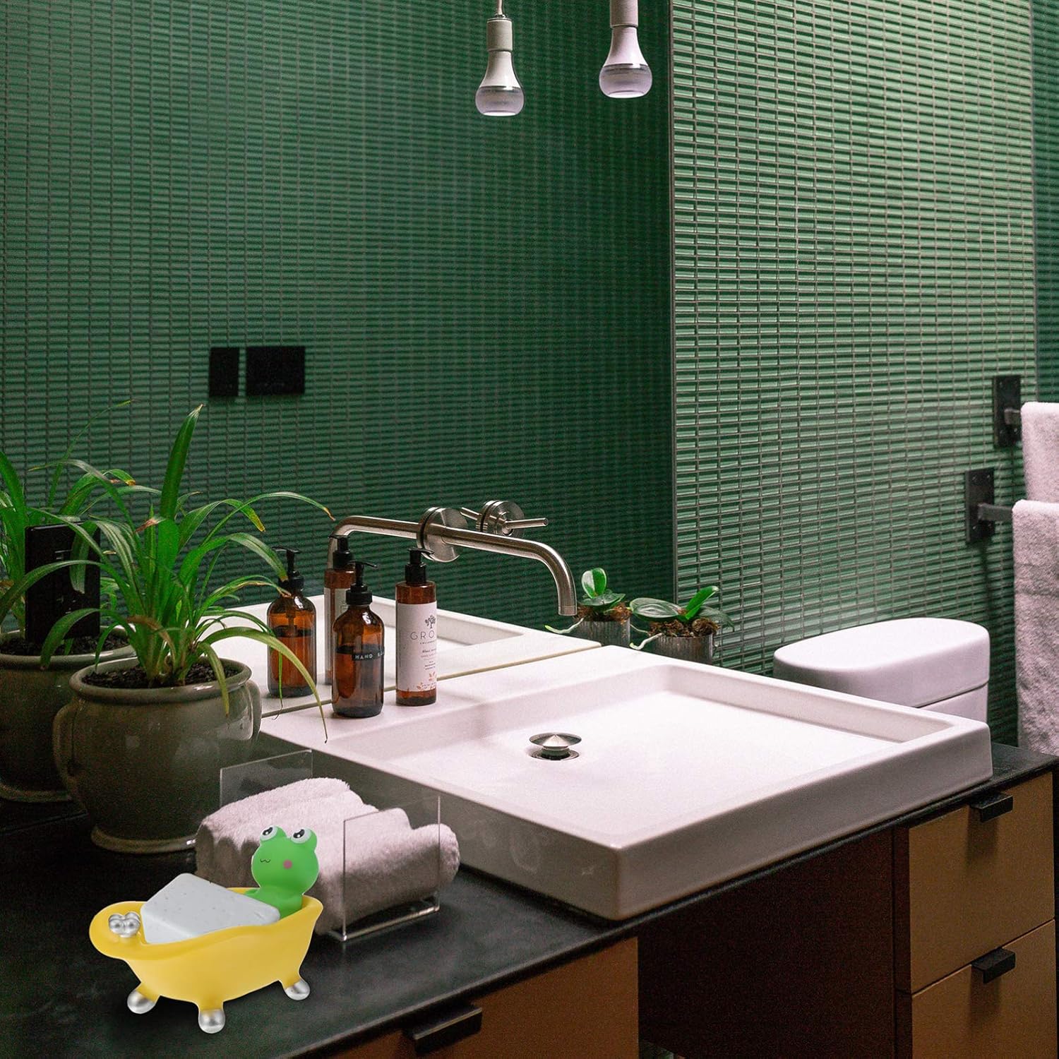 Ciieeo Bar Soap Holder Frog Cartoon Soap Dish for Home and Bath