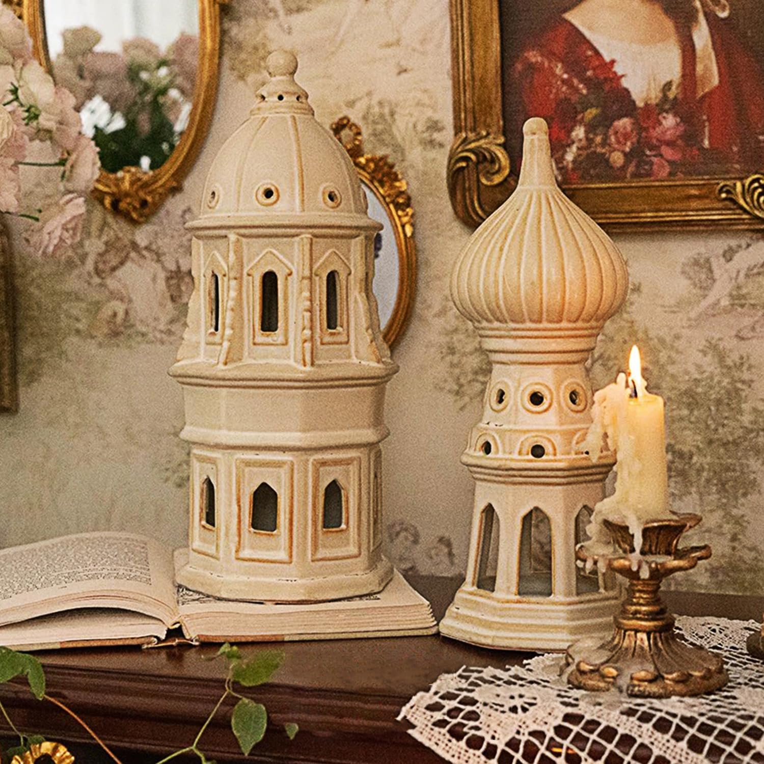 LIZOFER 126 Inch European Dome Tower Ceramic Decor