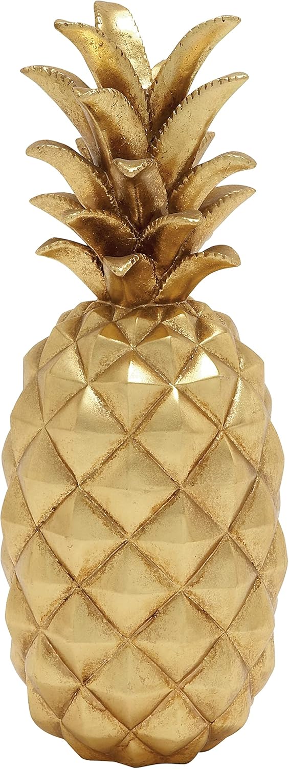 Deco 79 Gold Pineapple Polystone Sculpture 7x7x18
