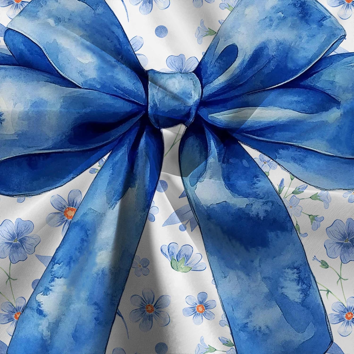 Blue Bow Shower Curtain Set 72x72in