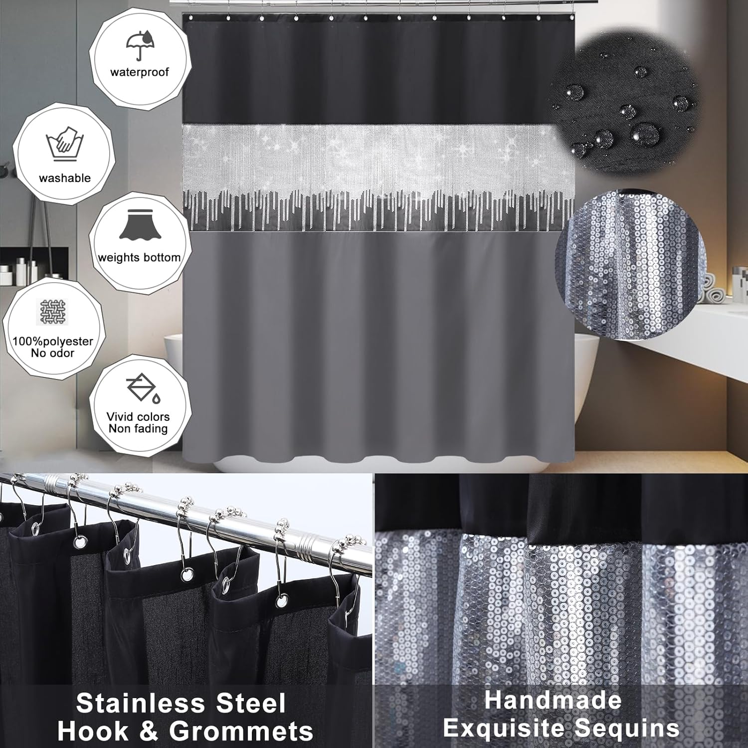 XLHOMO 24PCS Black Bathroom Accessory Set