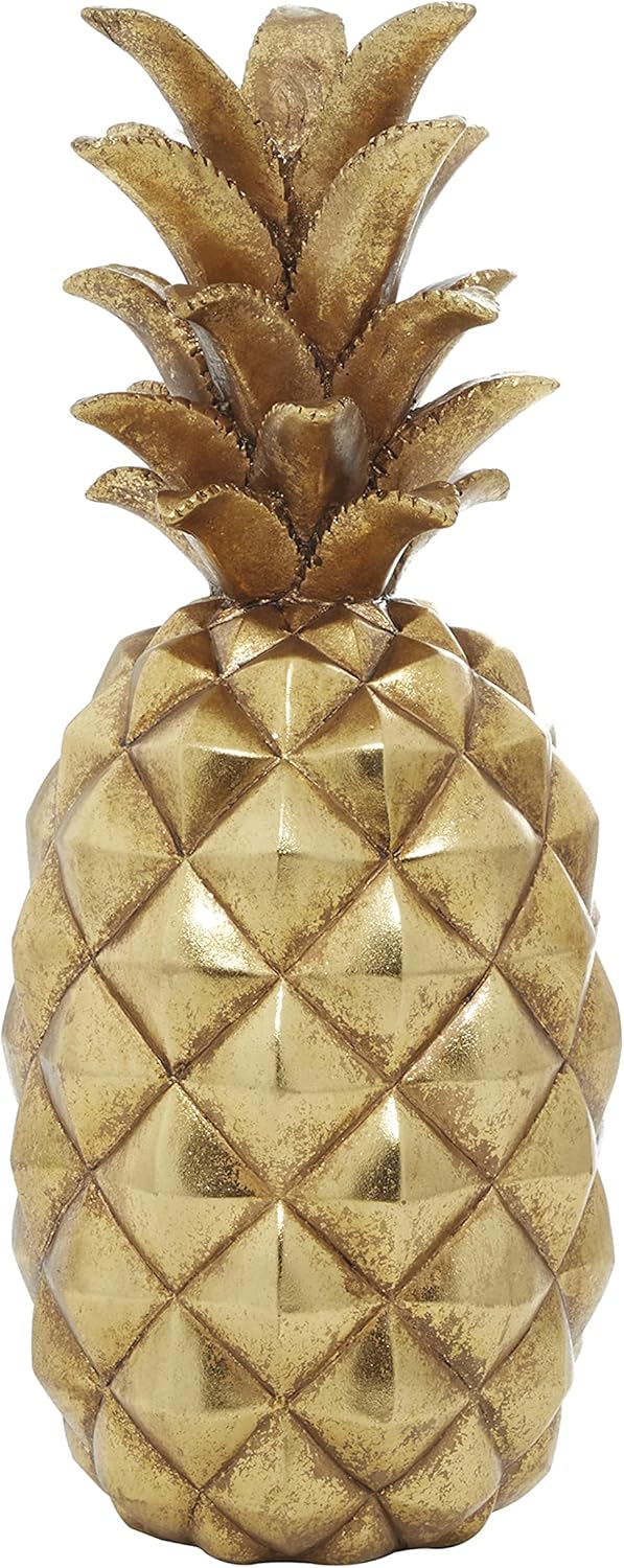Deco 79 Gold Pineapple Polystone Sculpture 7x7x18