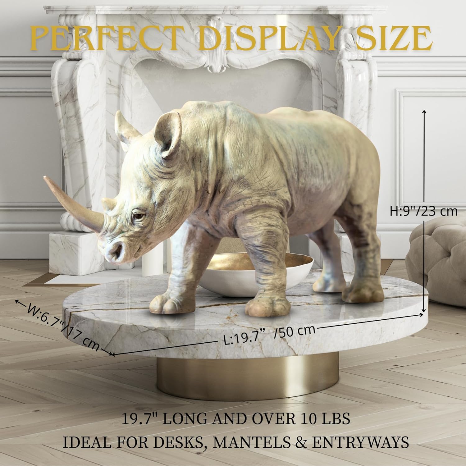 Bronze Rhinoceros Sculpture 197 Inch Realistic Handcrafted Statue