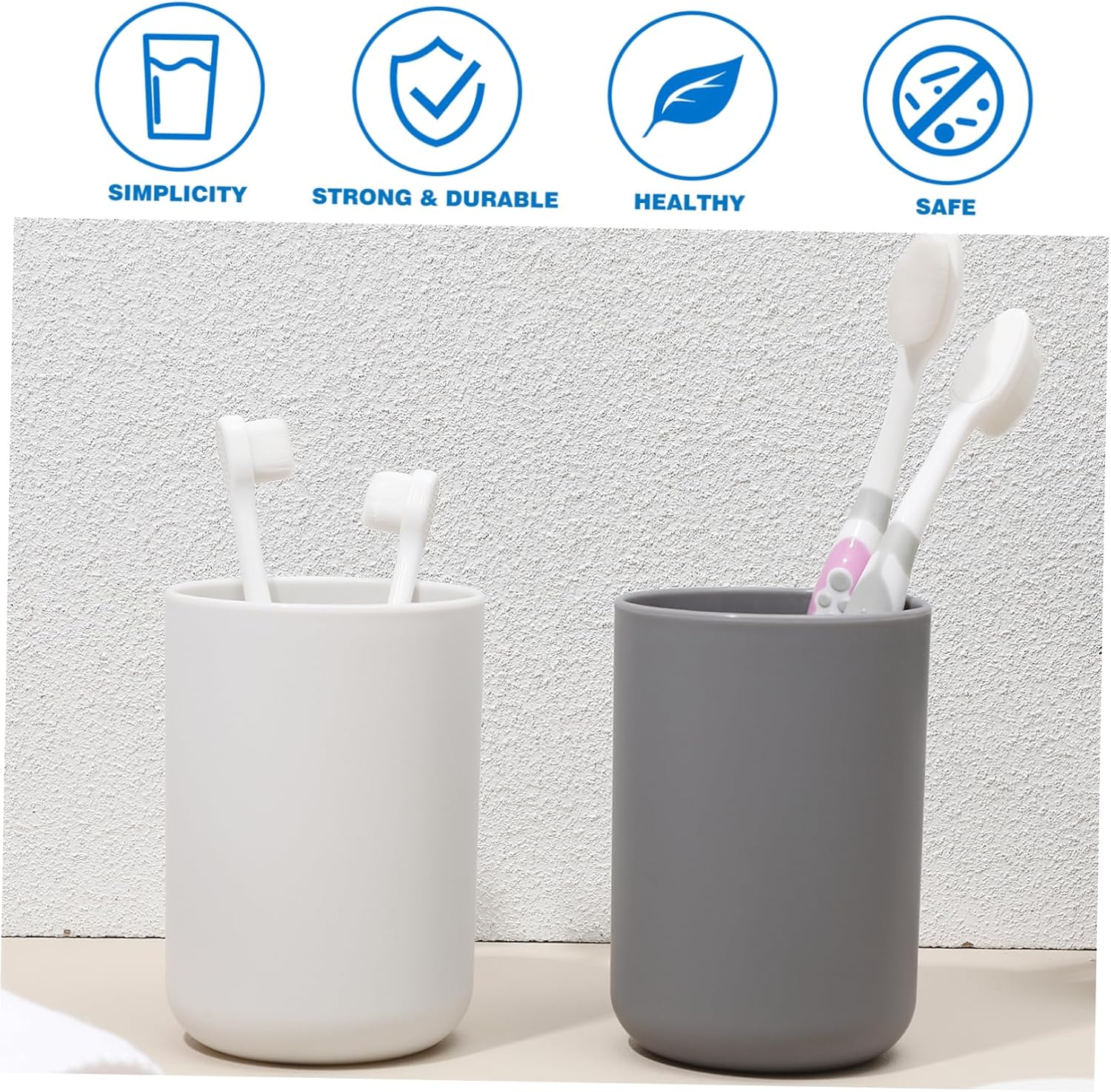 SHOWERORO 2Pcs Plastic Toothbrush Cup Set