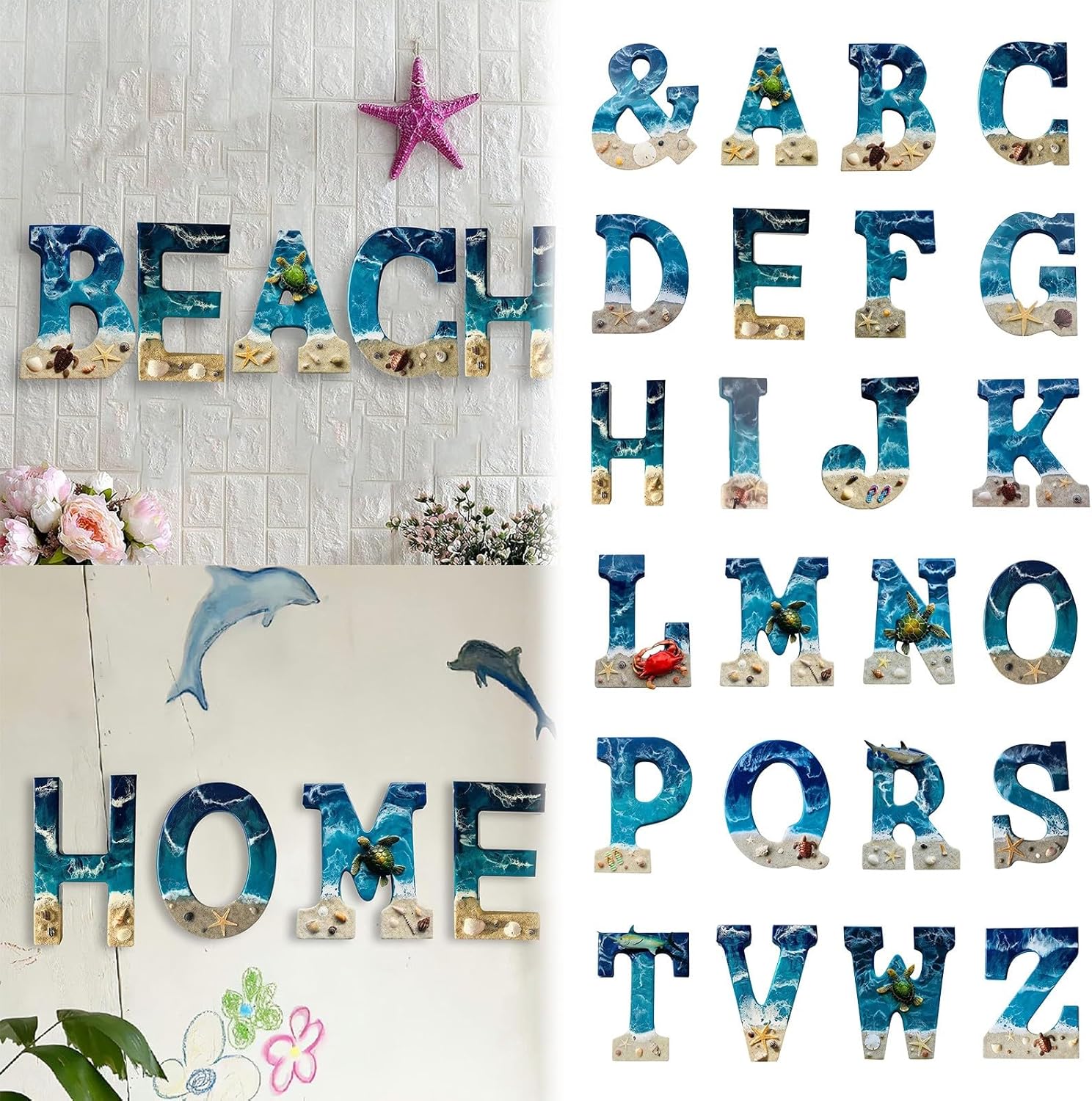 Resin Beach Pattern Figurine Home Decor Sculpture