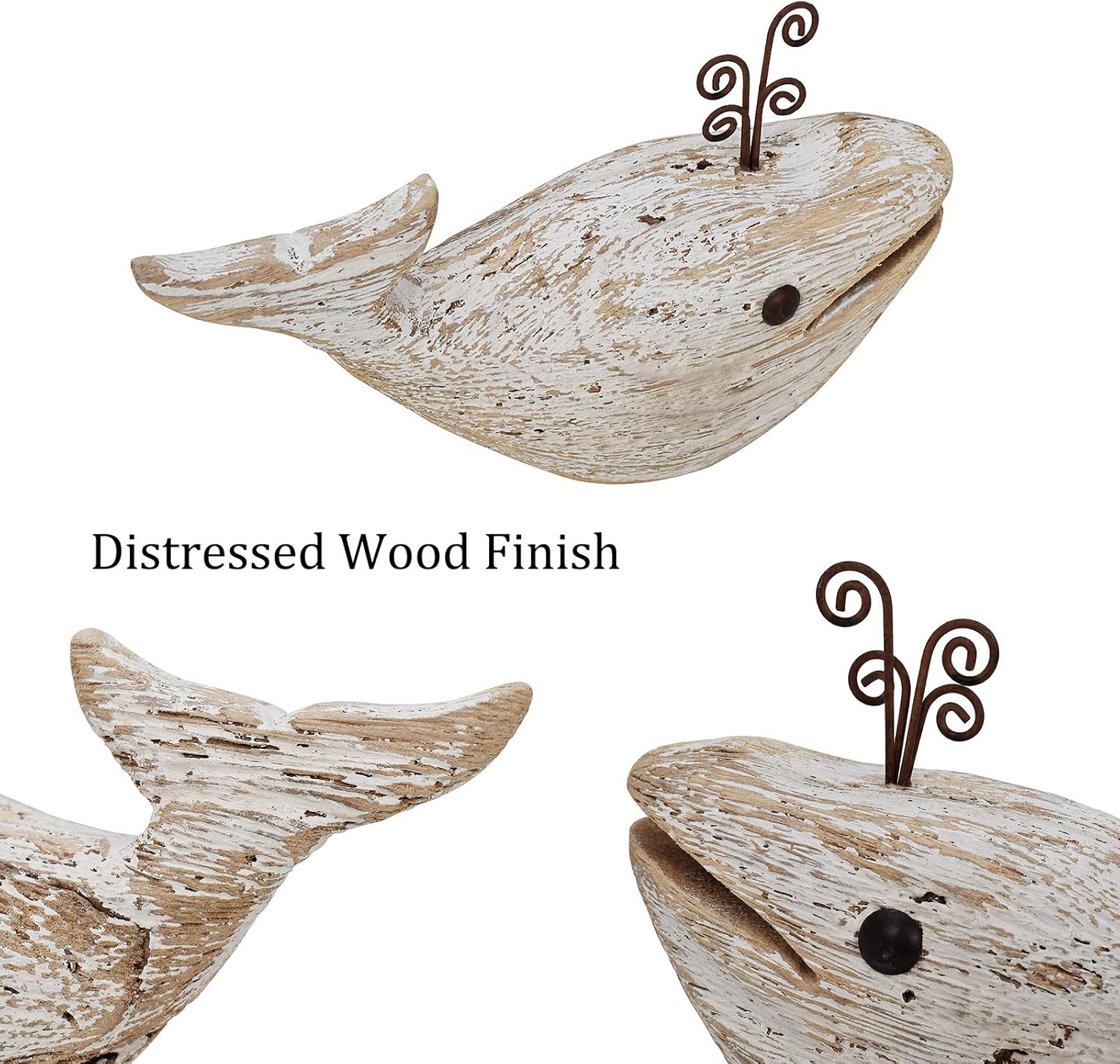 K KILIPES Wood Whale Statue Coastal Decor