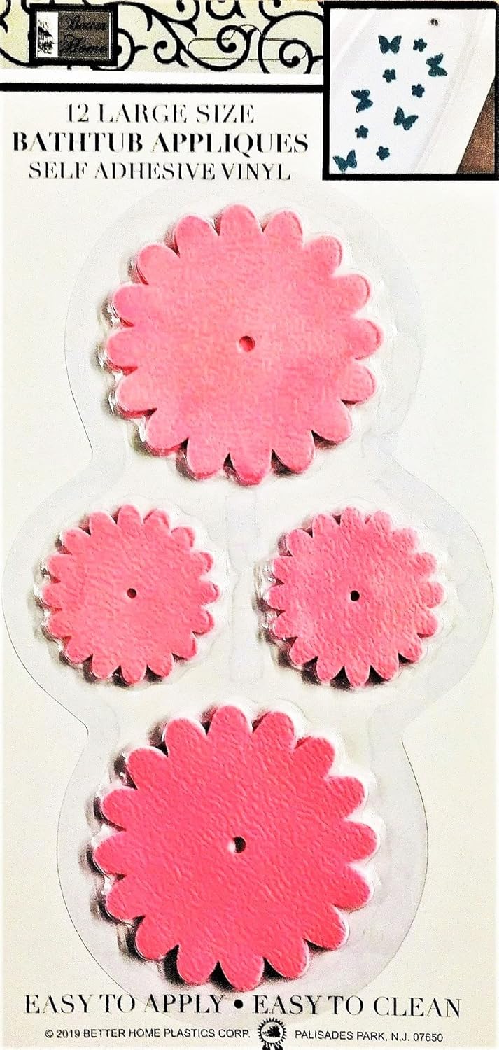 Better Home 12 Piece Non-Slip Bathtub Appliques Set in Pink