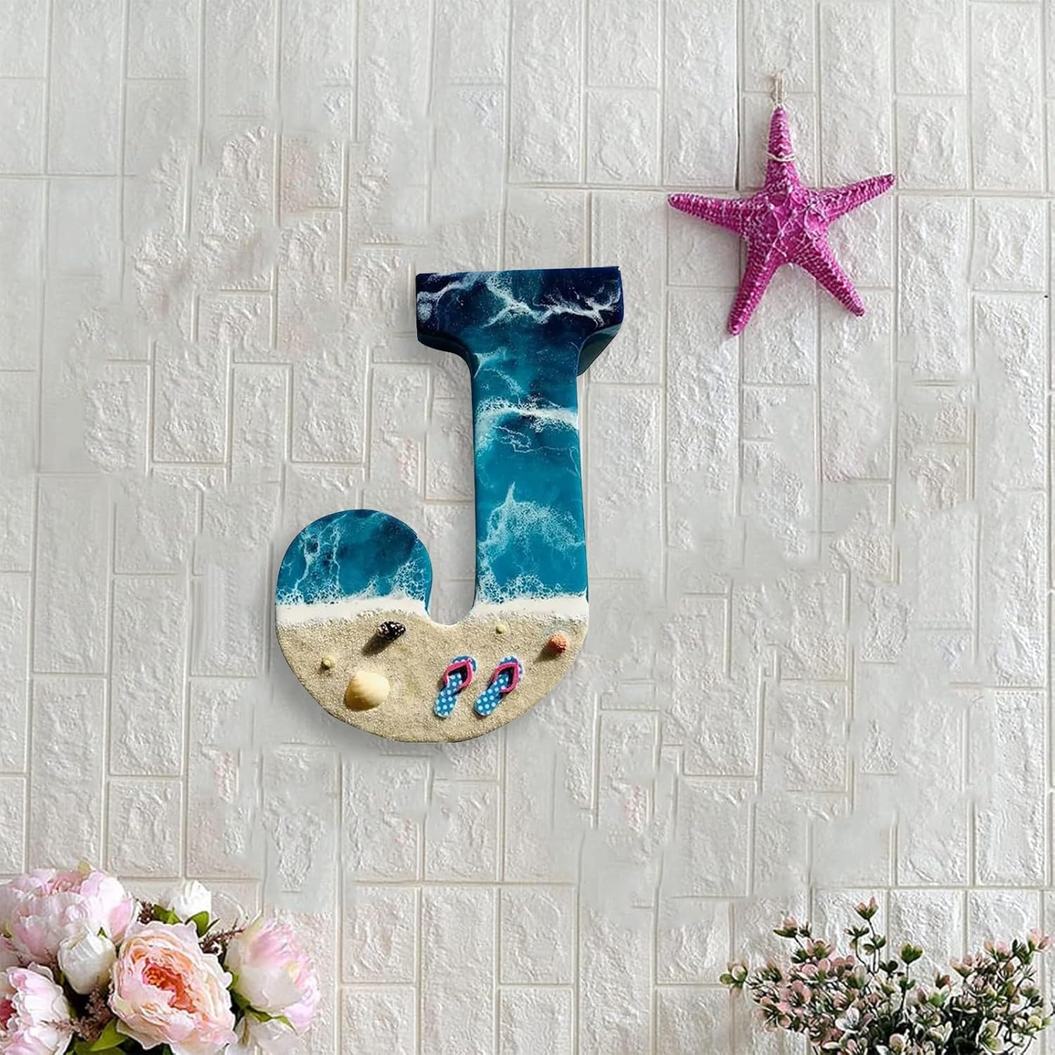 Resin Beach Pattern Figurine Home Decor Sculpture