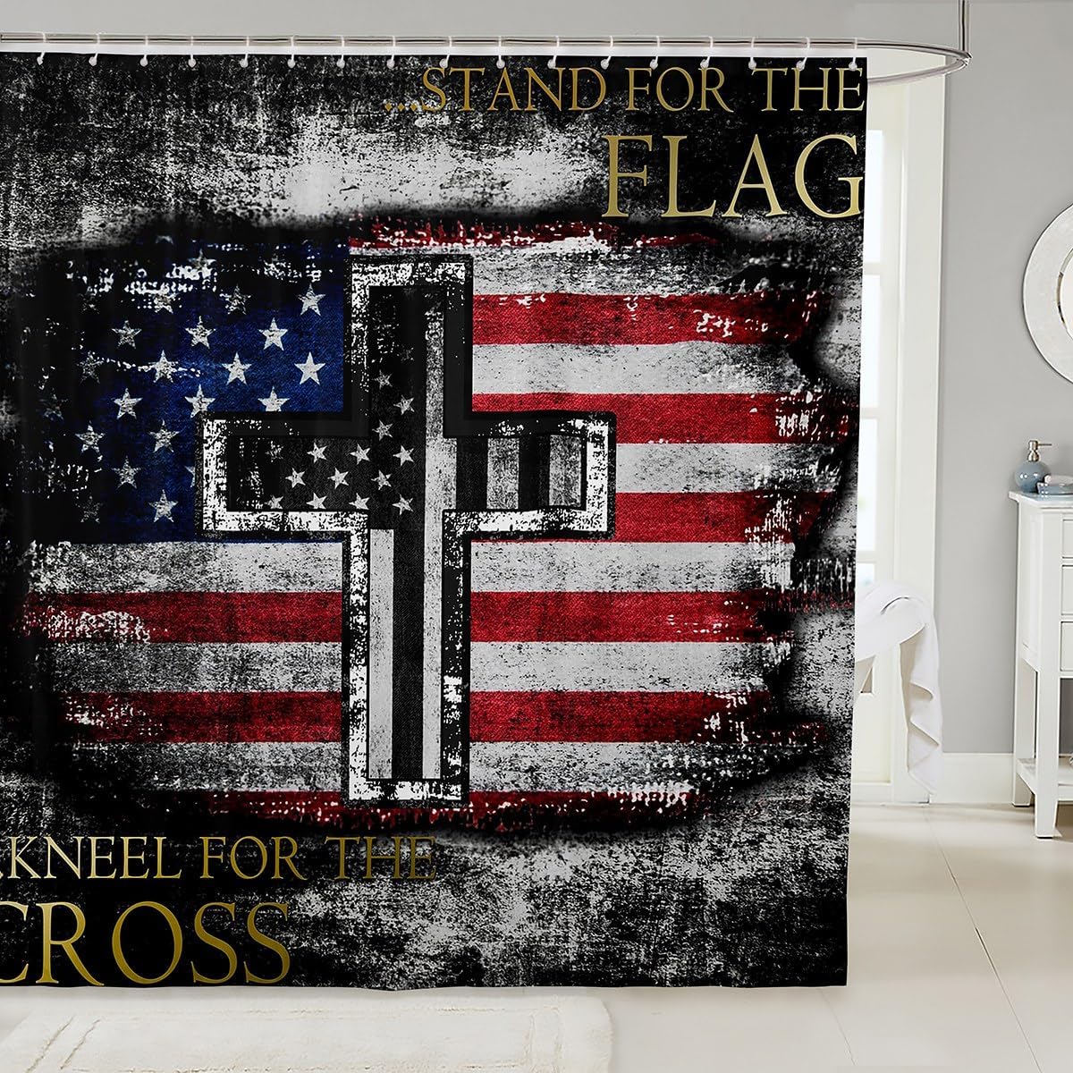 Erosebridal American Flag Camo Shower Curtain Set with 12 Hooks