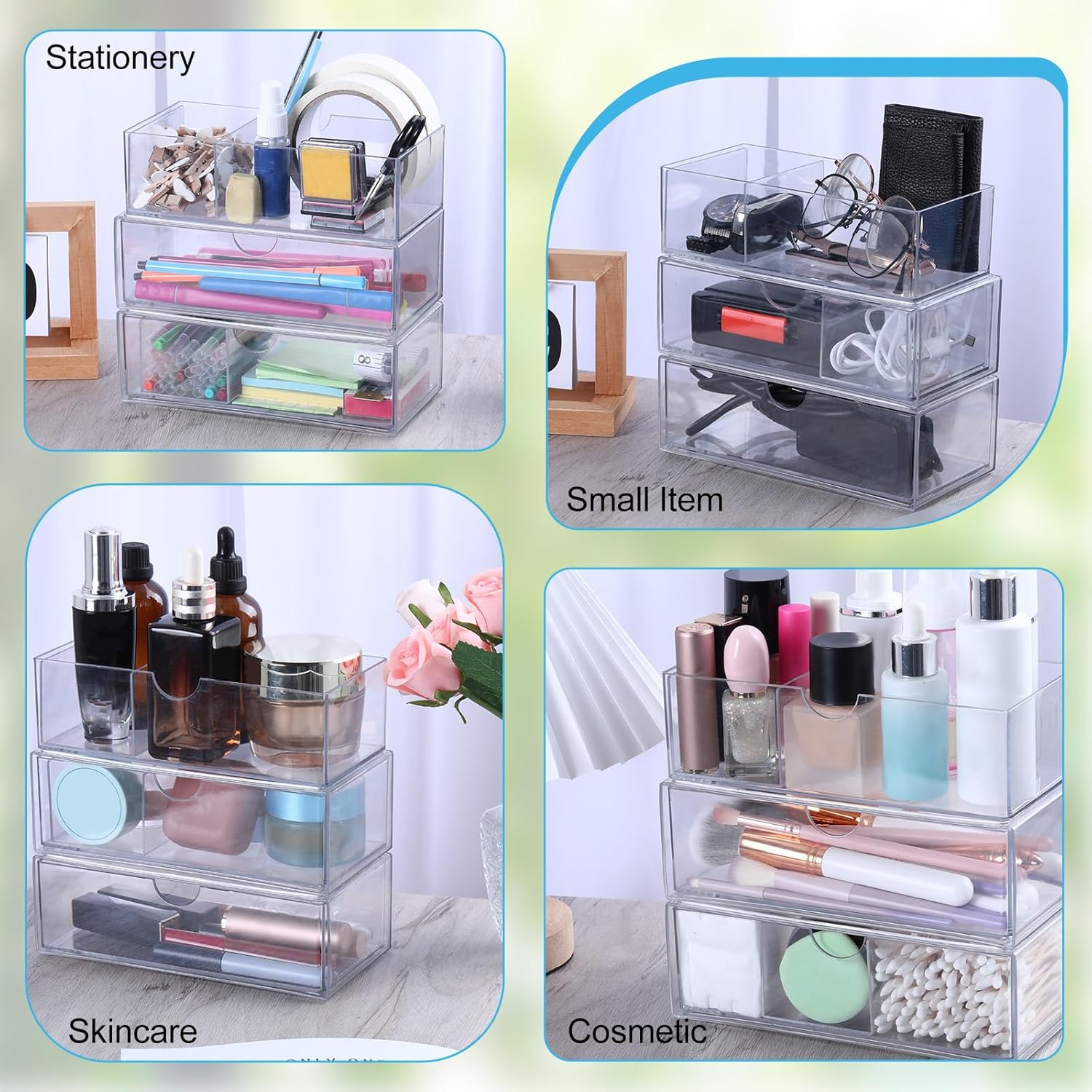3 Packs Medicine Cabinet Organizer with 3 Drawers and Removable Dividers 1