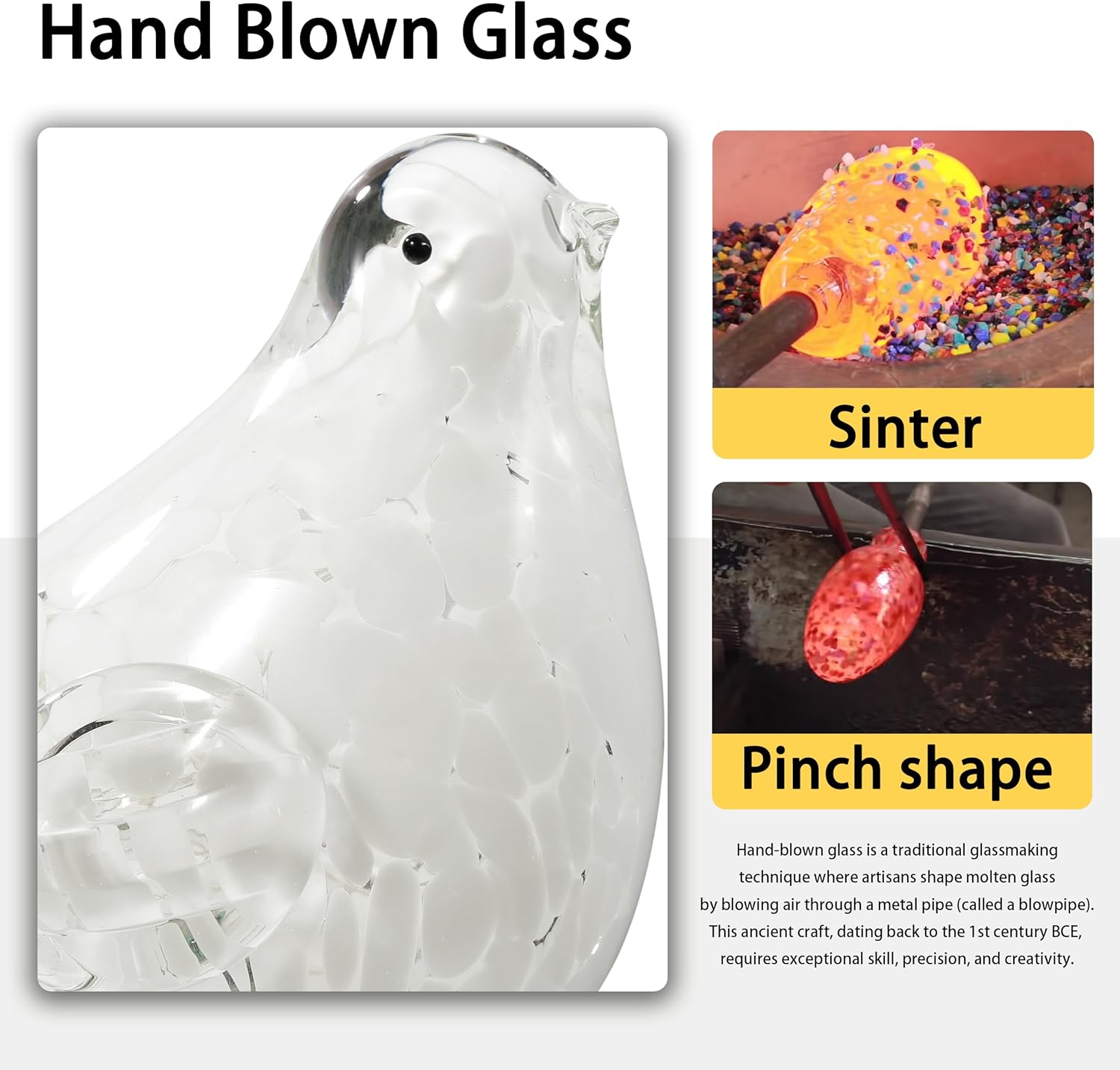 Naboher Handmade Glass Bird Figurine Home Decor
