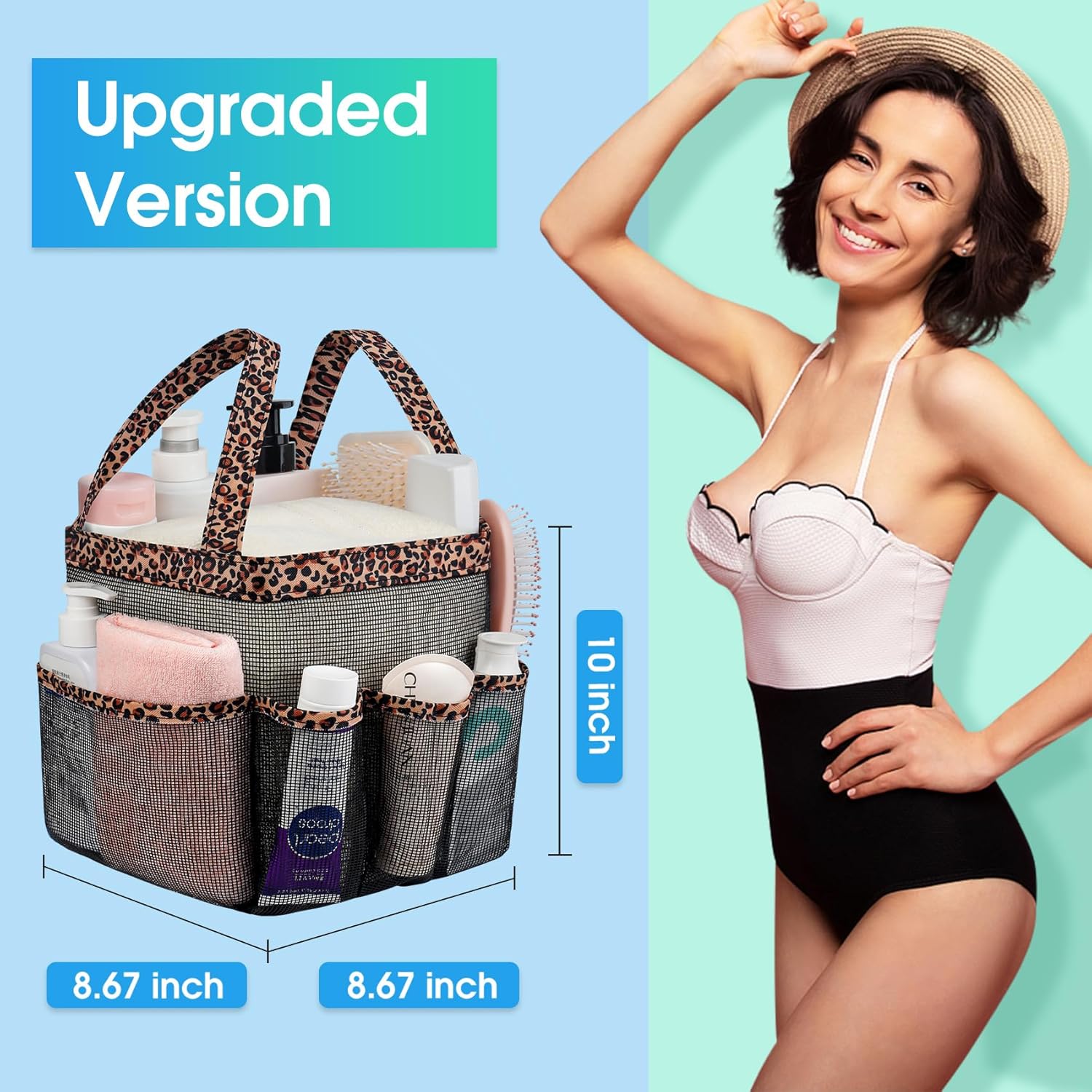 Attmu Portable Mesh Shower Caddy with 8 Pockets