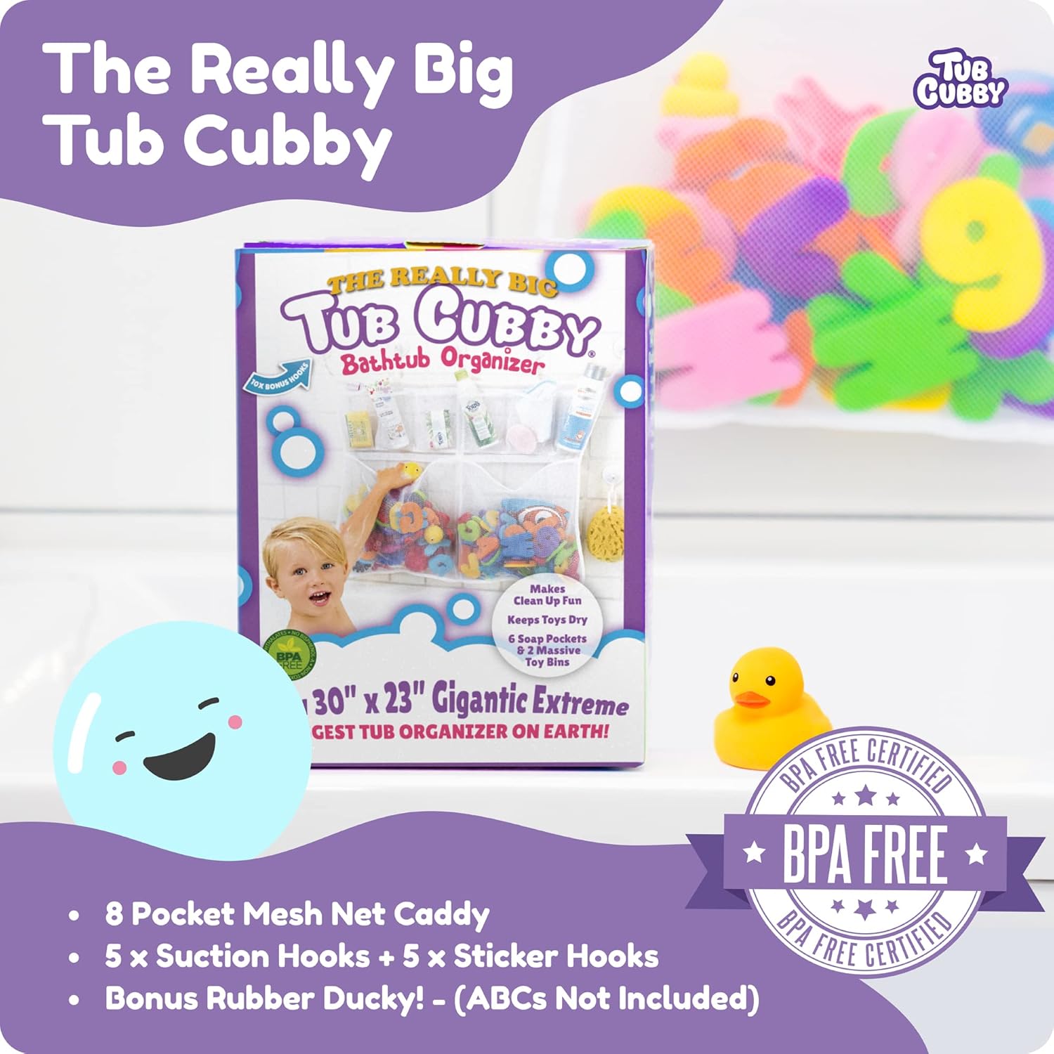 Tub Cubby Original Bath Toy Storage - 30x23 Mesh Shower Caddy