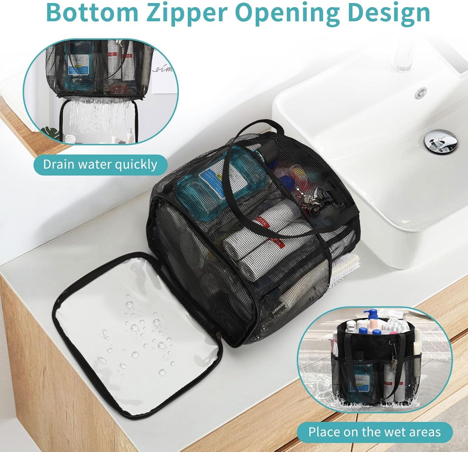 Onemoky Mesh Shower Caddy Portable for College Dorm Room Essentials