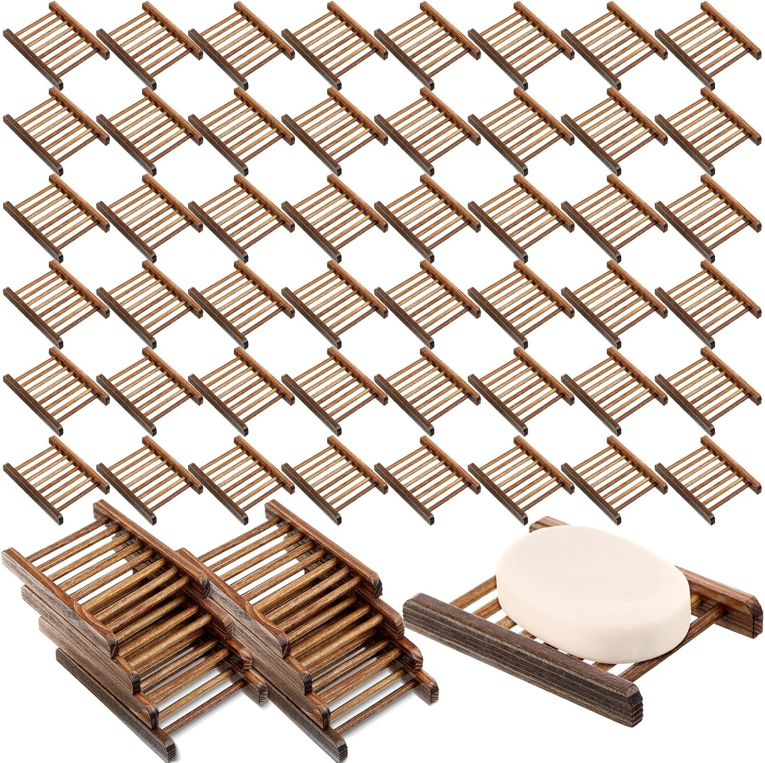 Amyhill Bamboo Soap Dish Holder 80 Packs
