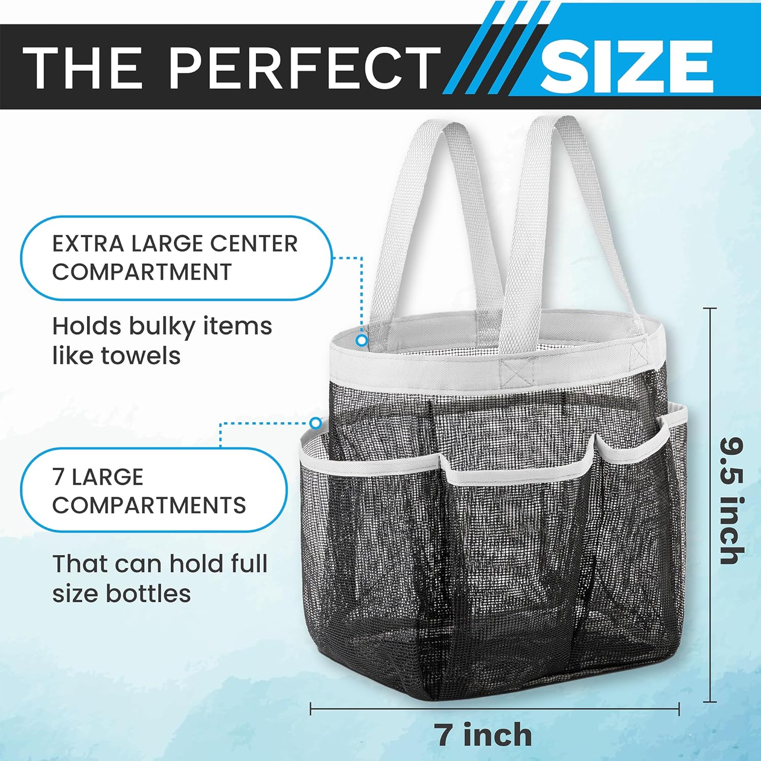 Handy Laundry Mesh Shower Caddy Bag - 7 Pockets Collapsible Portable