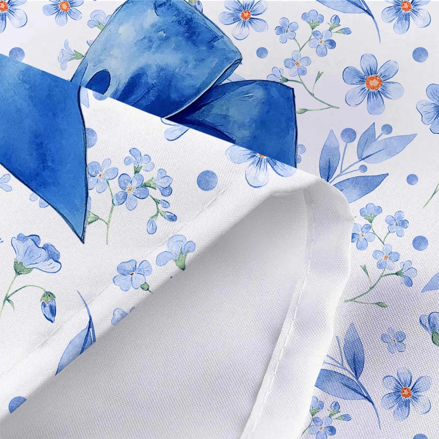 Blue Bow Shower Curtain Set 72x72in