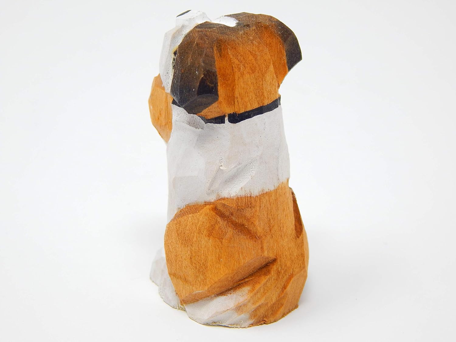 Selsela St Bernard Wooden Figurine - 25 Inch Hand-Carved Rescue Dog Statue