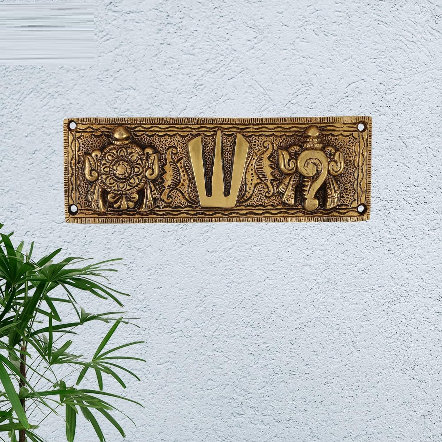 Brass Shankh Chakra Namah Wall Hanging Showpiece - 187 Cm