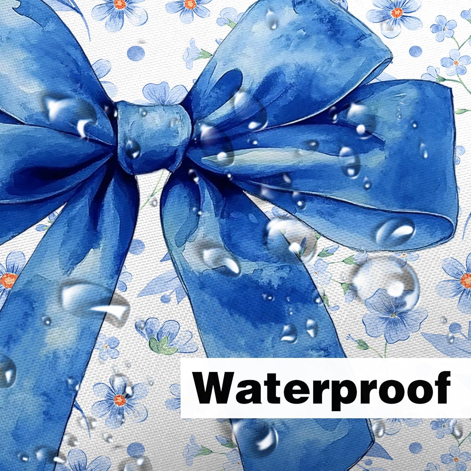 Blue Bow Shower Curtain Set 72x72in