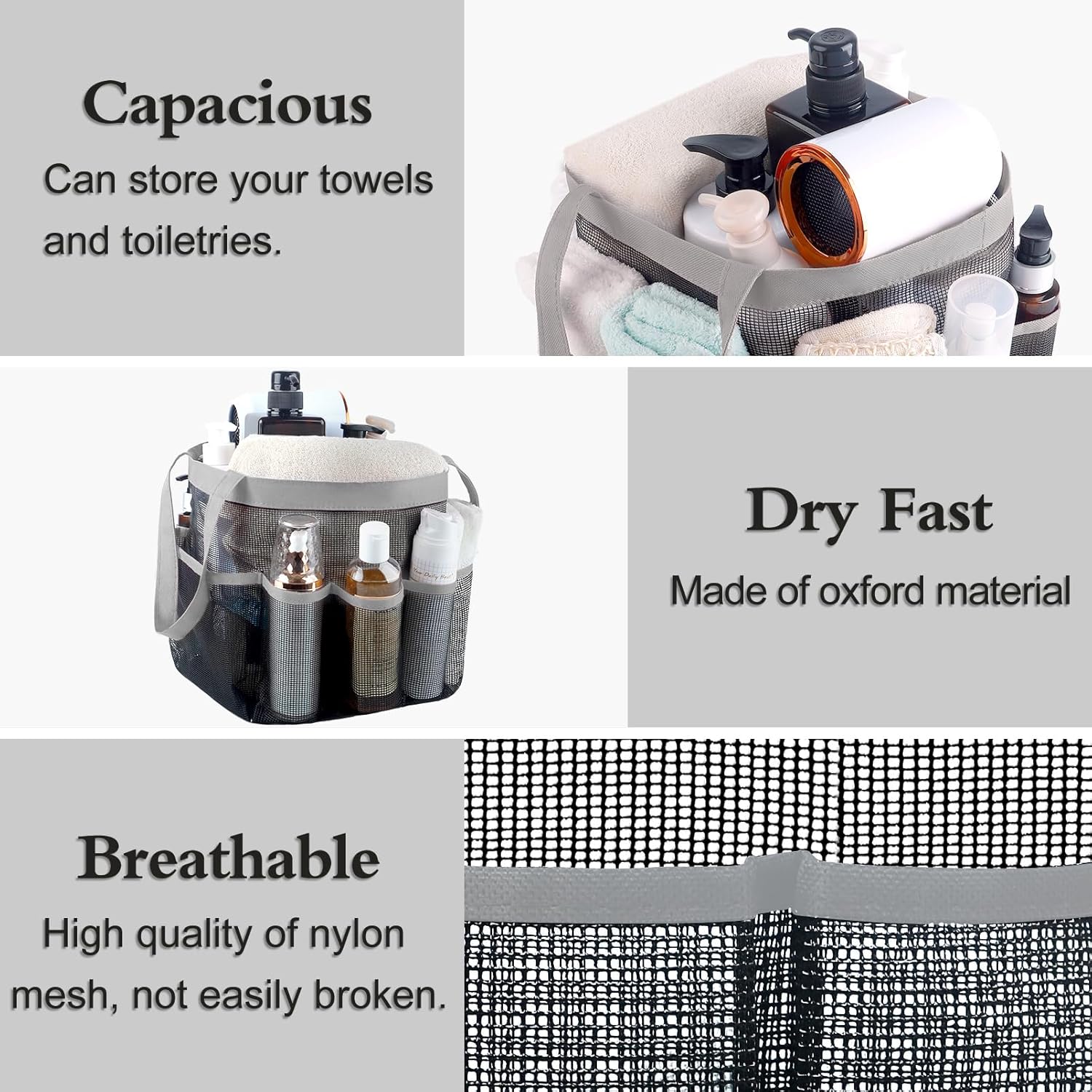 Attmu Mesh Shower Caddy Portable for Dorm Room and Travel