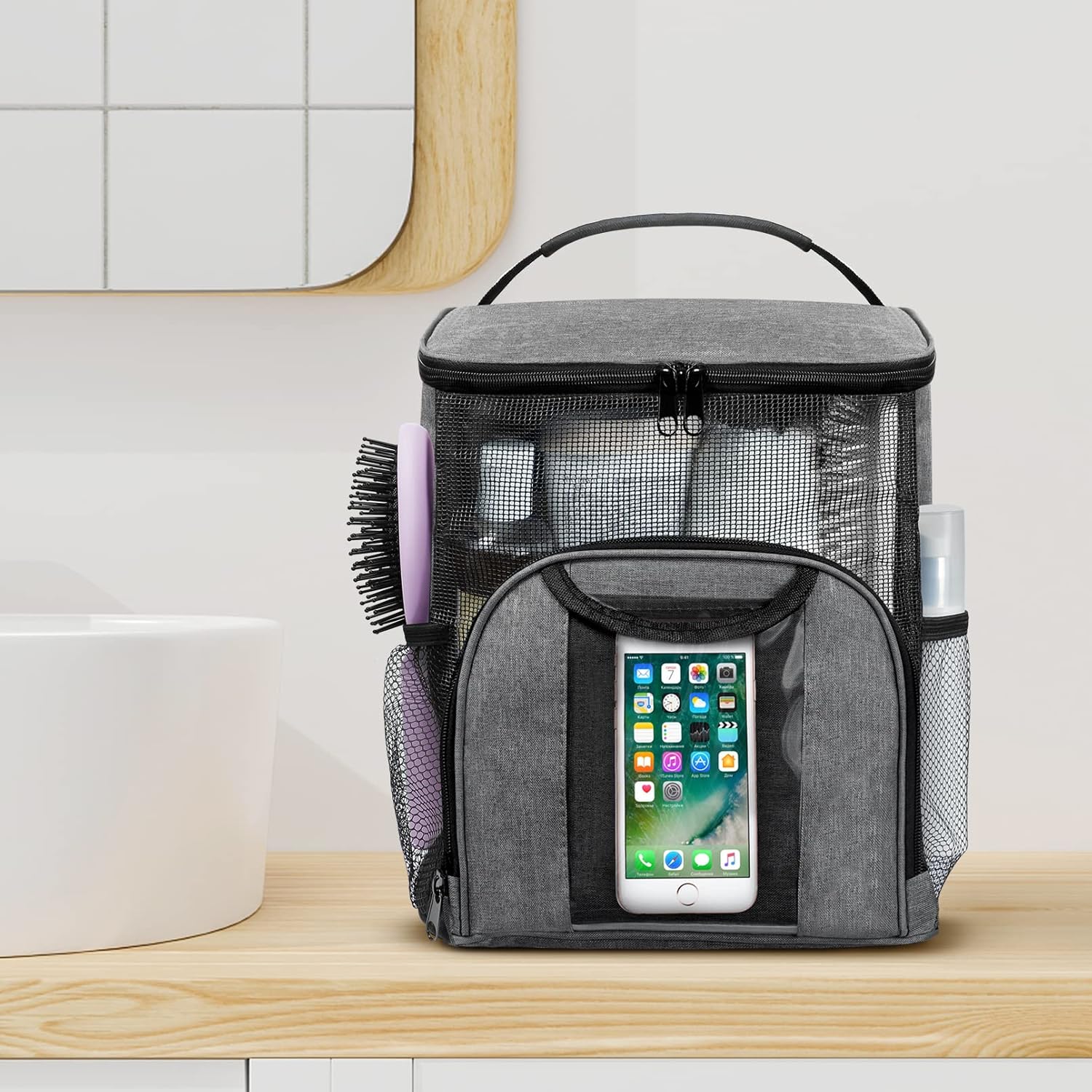 Attmu Portable Shower Caddy College Tote Bag Gray